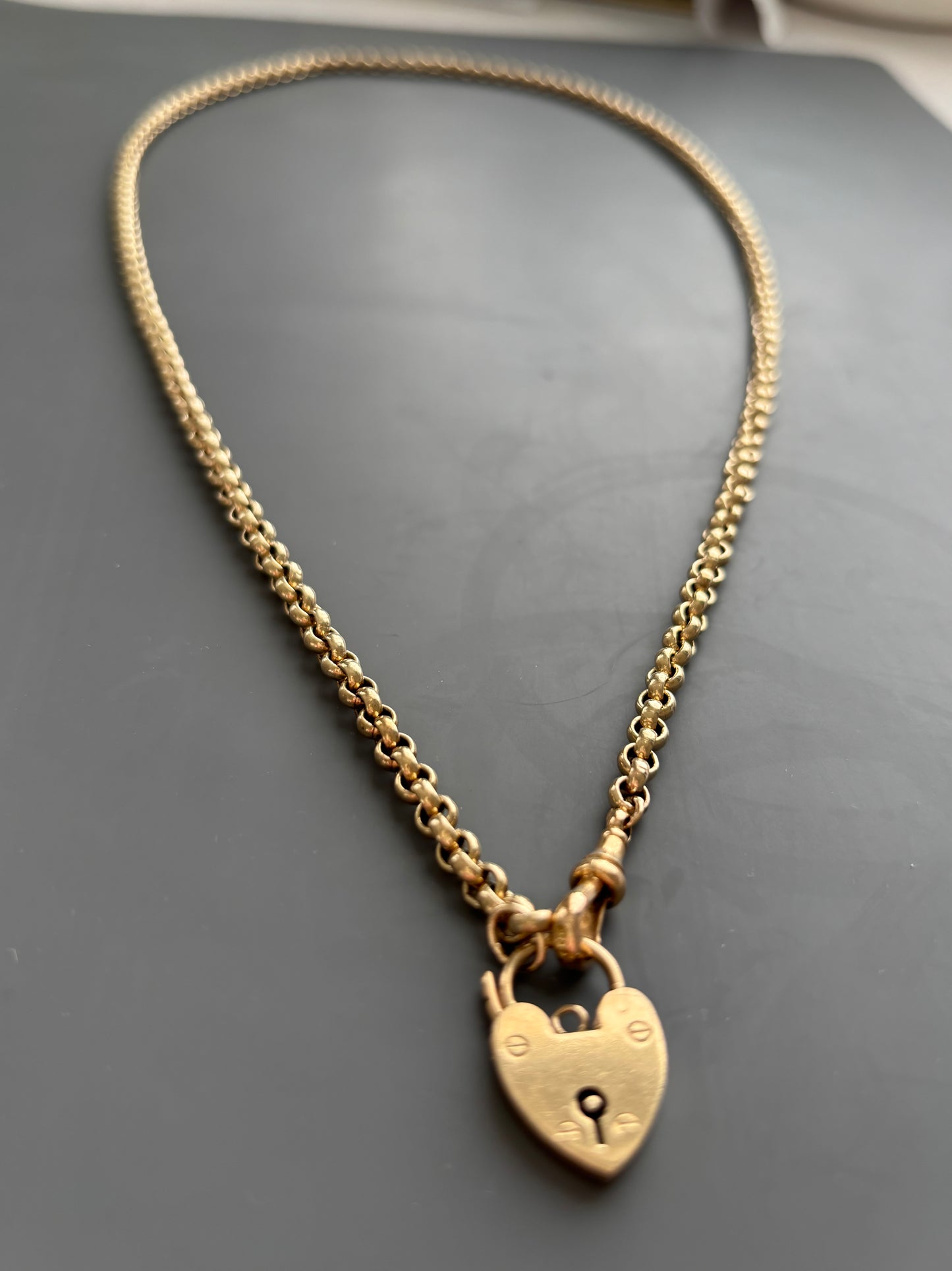 Antique 9k Gold Rolo / Belcher Chain w/ Dog Clip Closure