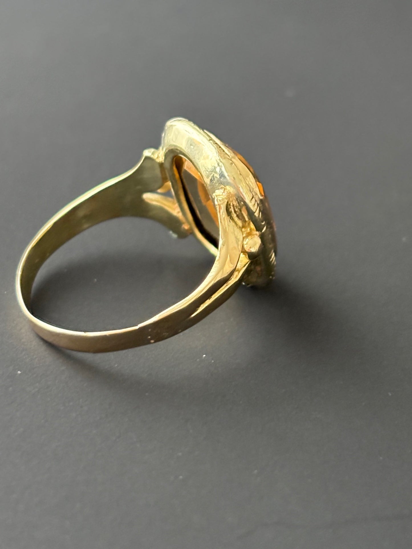 Antique 18k Gold and Citrine Statement Cocktail  Ring