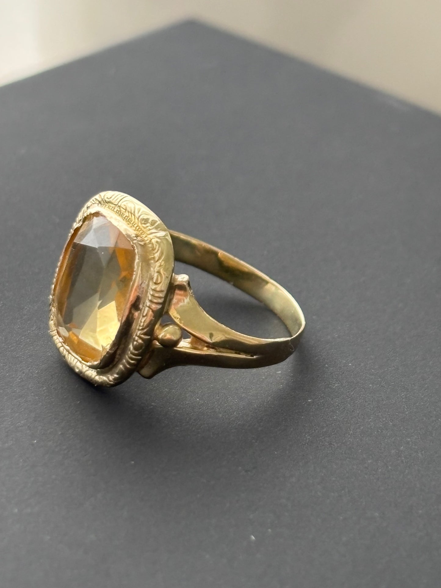 Antique 18k Gold and Citrine Statement Cocktail  Ring