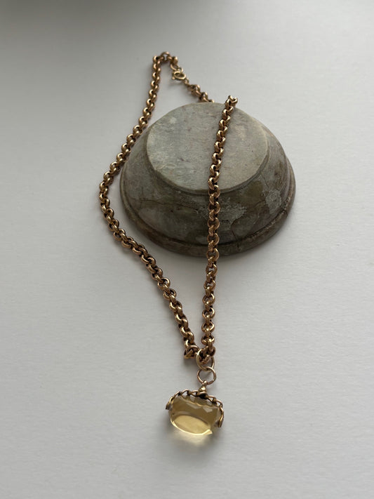 Vintage 9k Gold Chain and Citrine Spinner