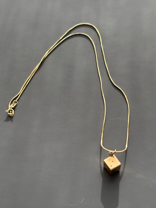 9k Gold Lucky Dice Pendant on a 9k Gold Snake Chain