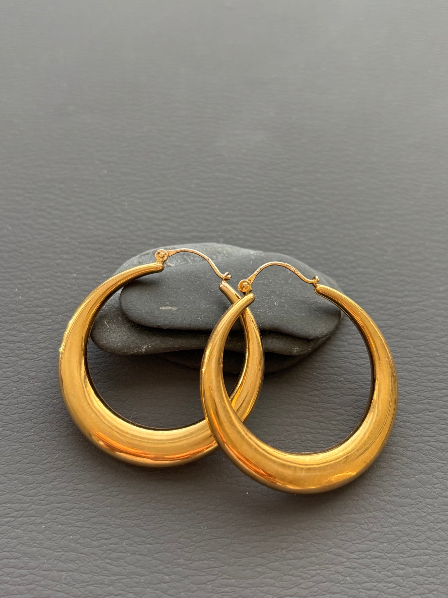 Vintage 9k Gold Large Hoop Earrings