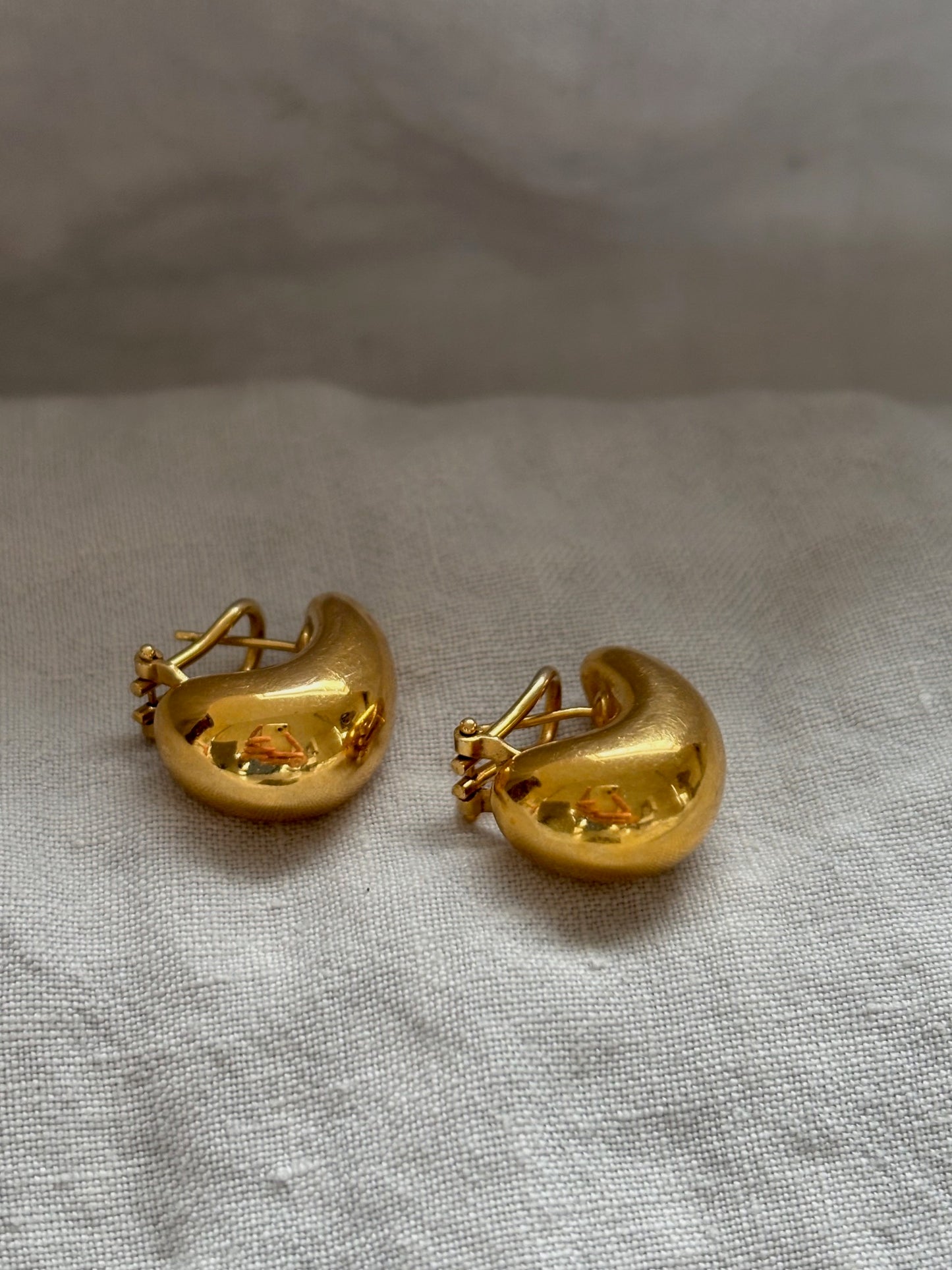 Italian 18k Gold Organic Drop Shape Earrings