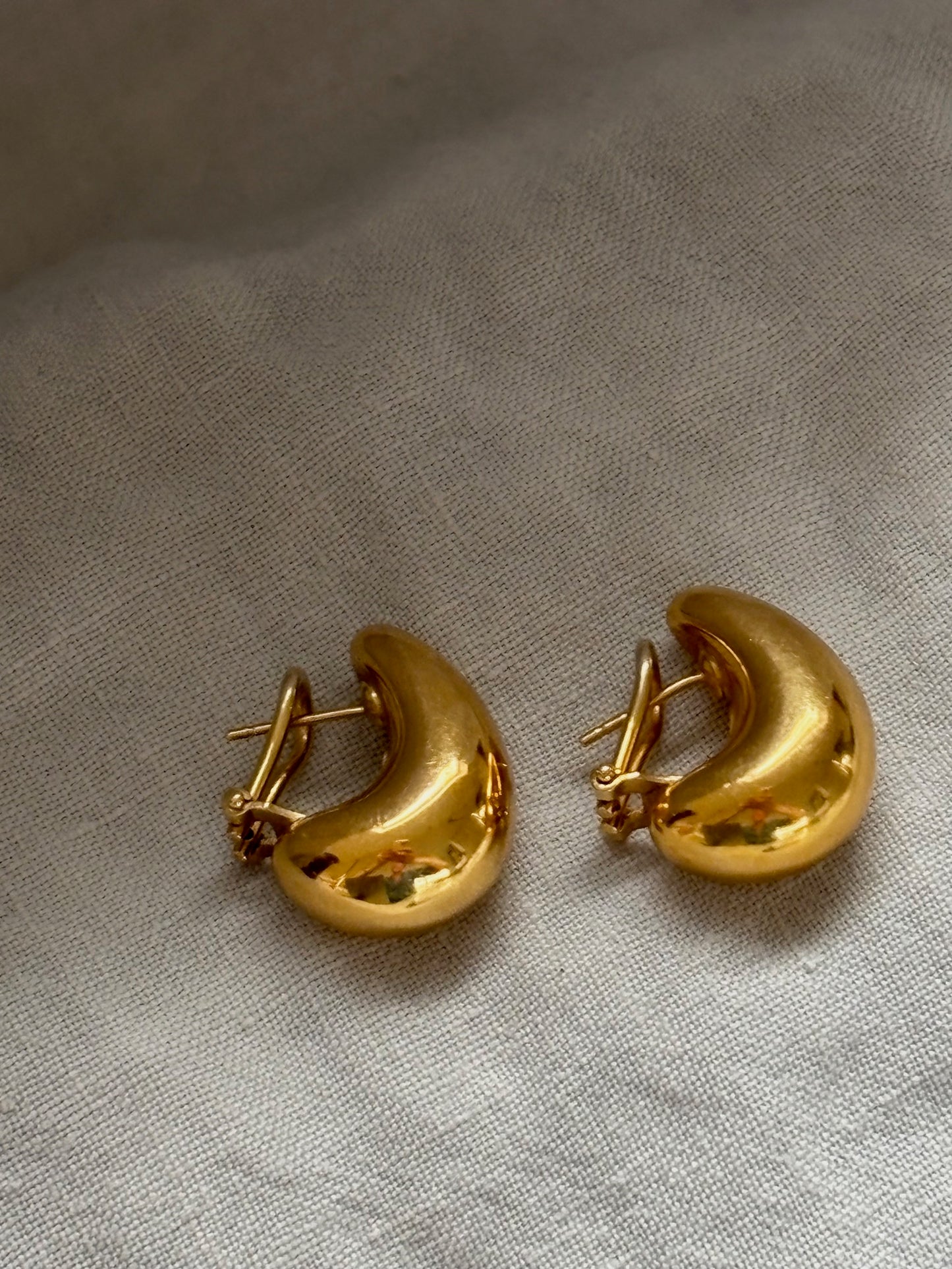 Italian 18k Gold Organic Drop Shape Earrings