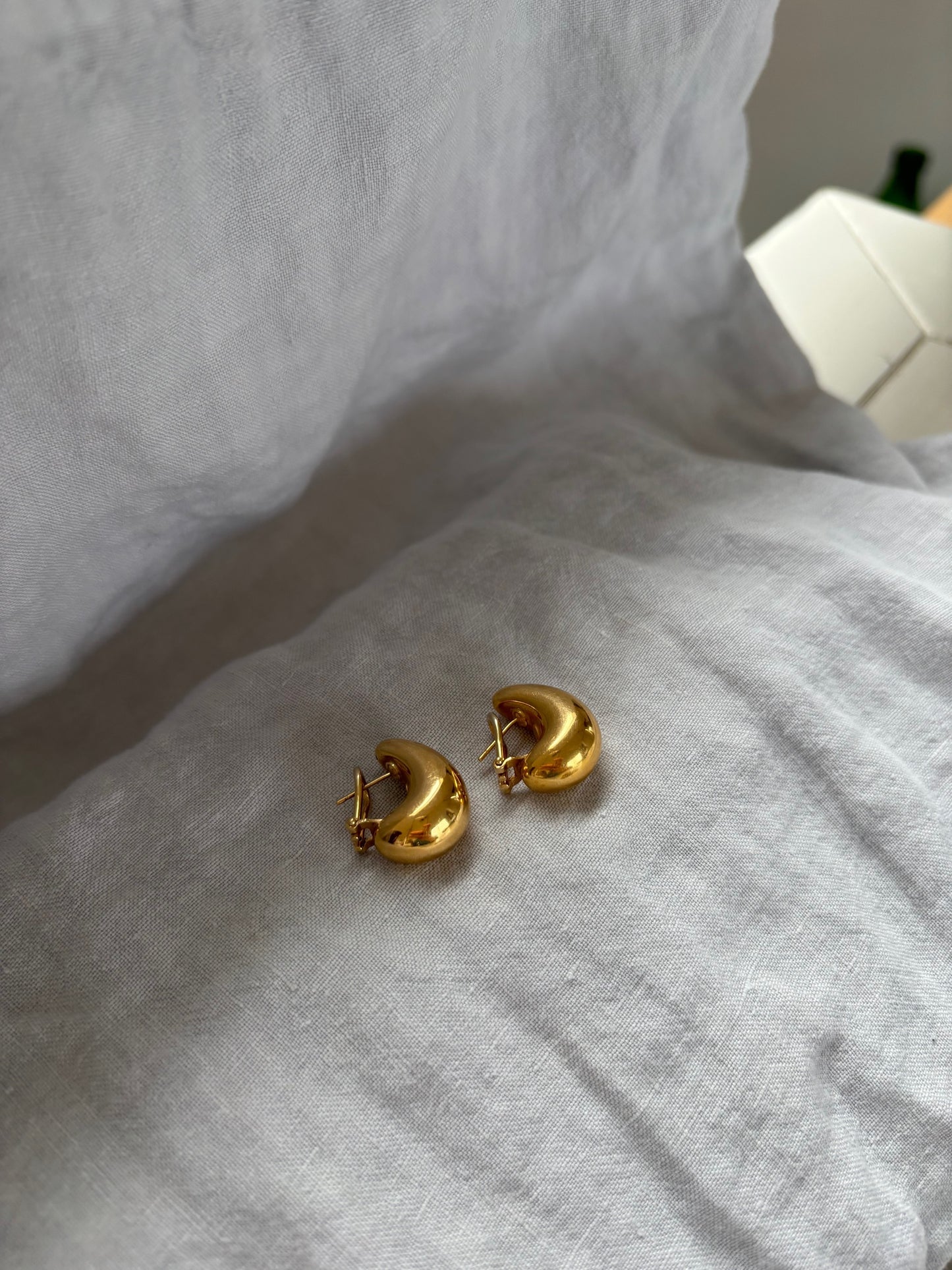 Italian 18k Gold Organic Drop Shape Earrings