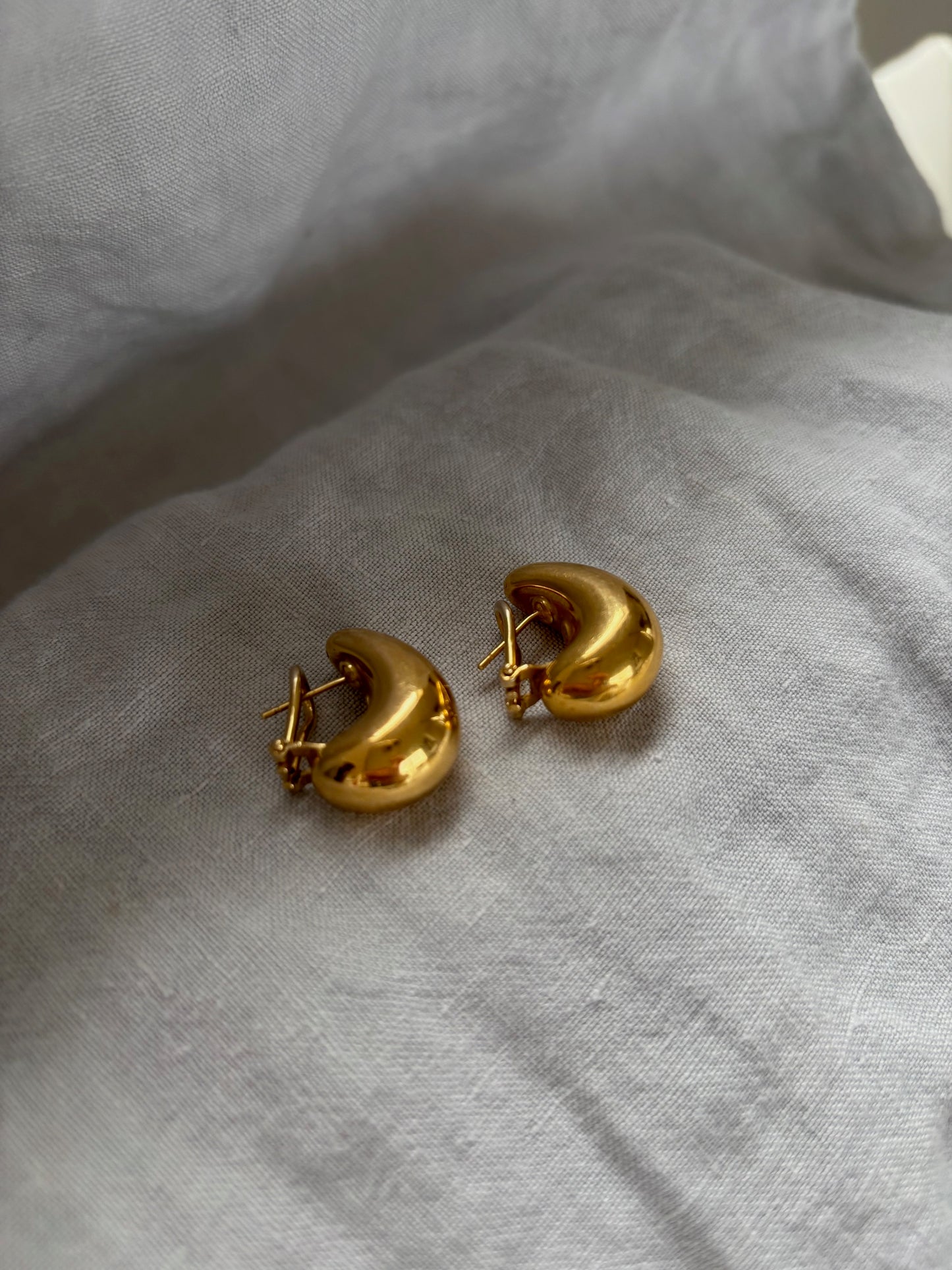 Italian 18k Gold Organic Drop Shape Earrings