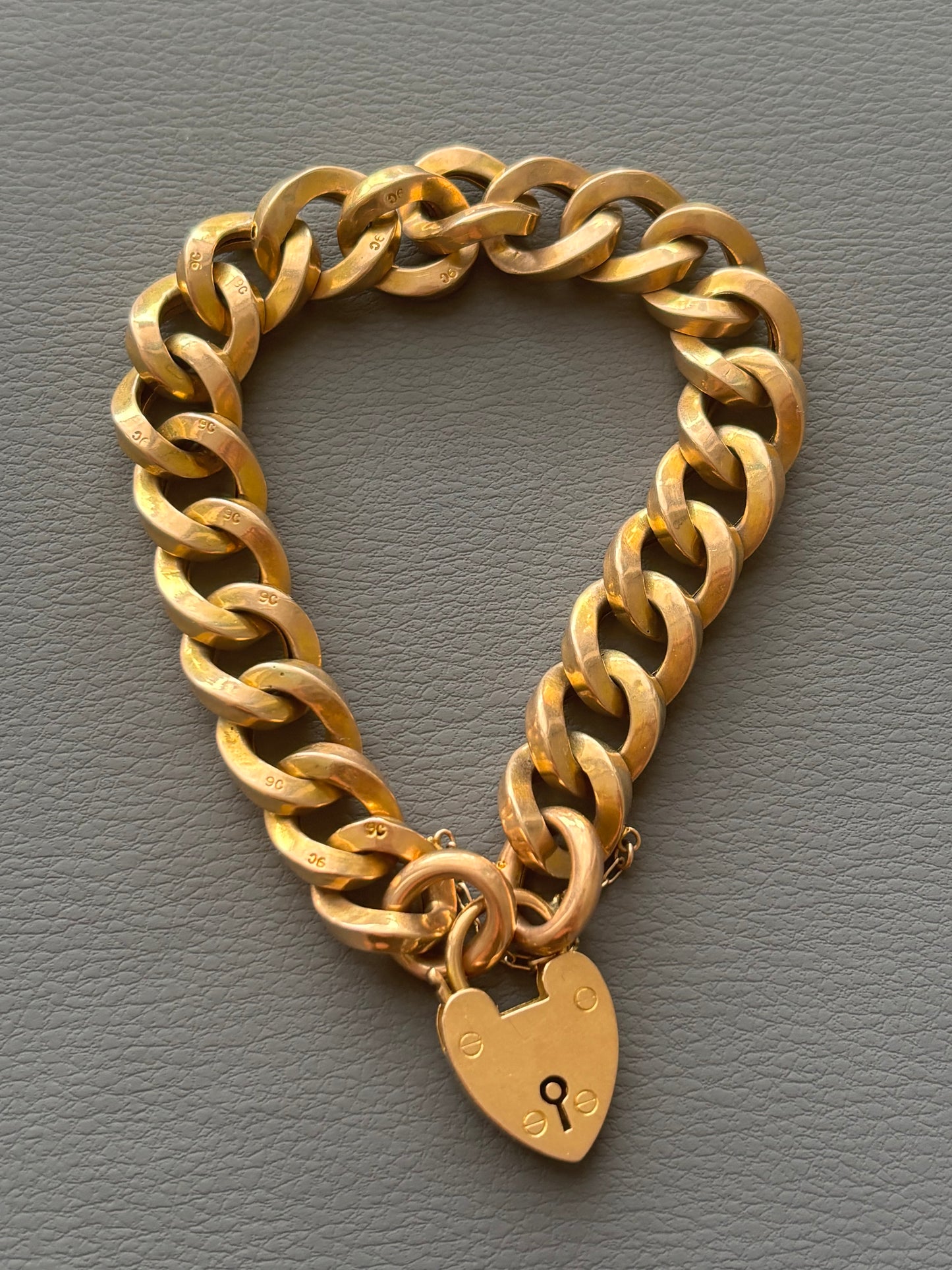 Antique 9k Gold Chunky Curb Bracelet