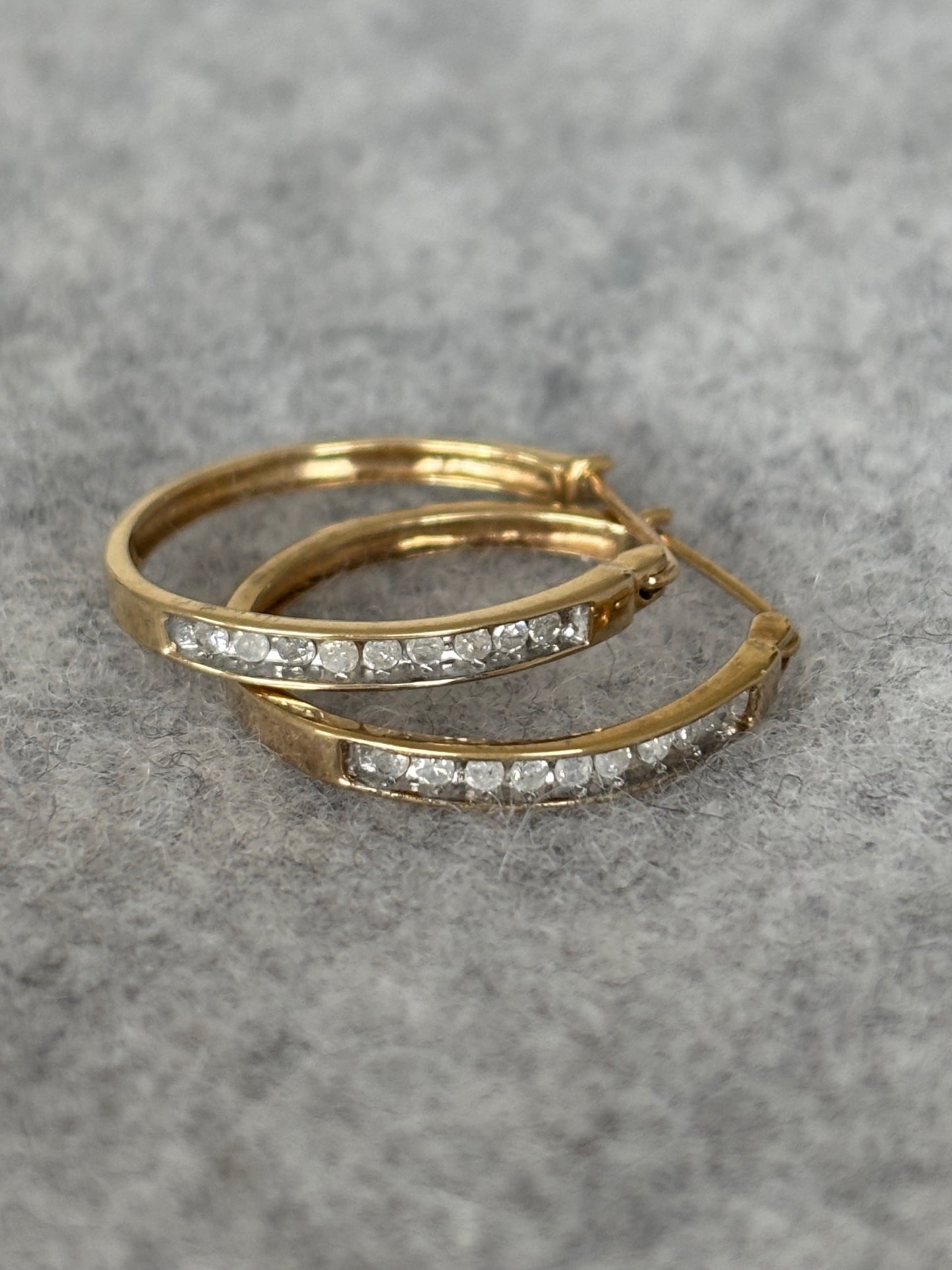14k Gold and Diamond Hoop Earrings