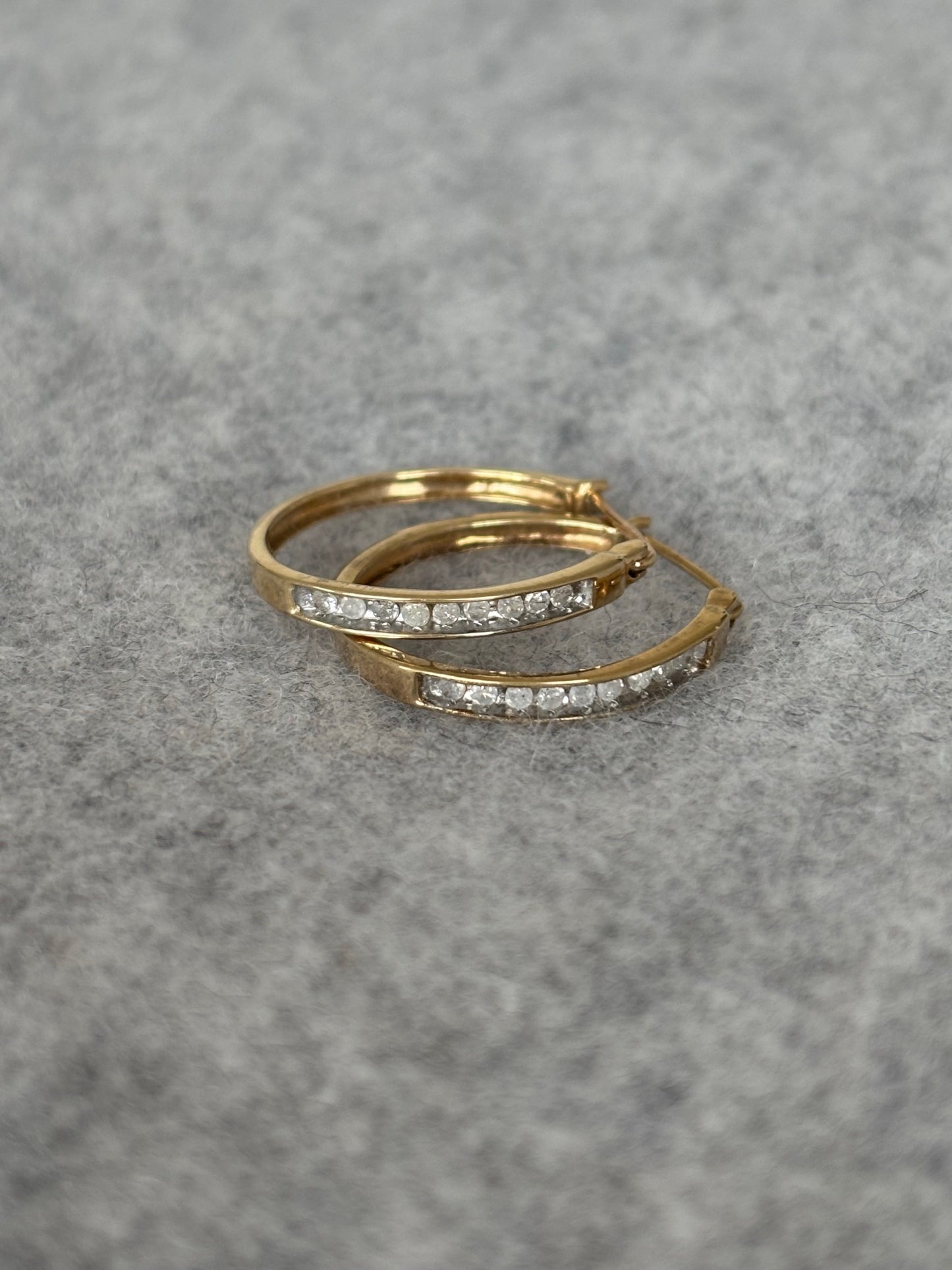 14k Gold and Diamond Hoop Earrings