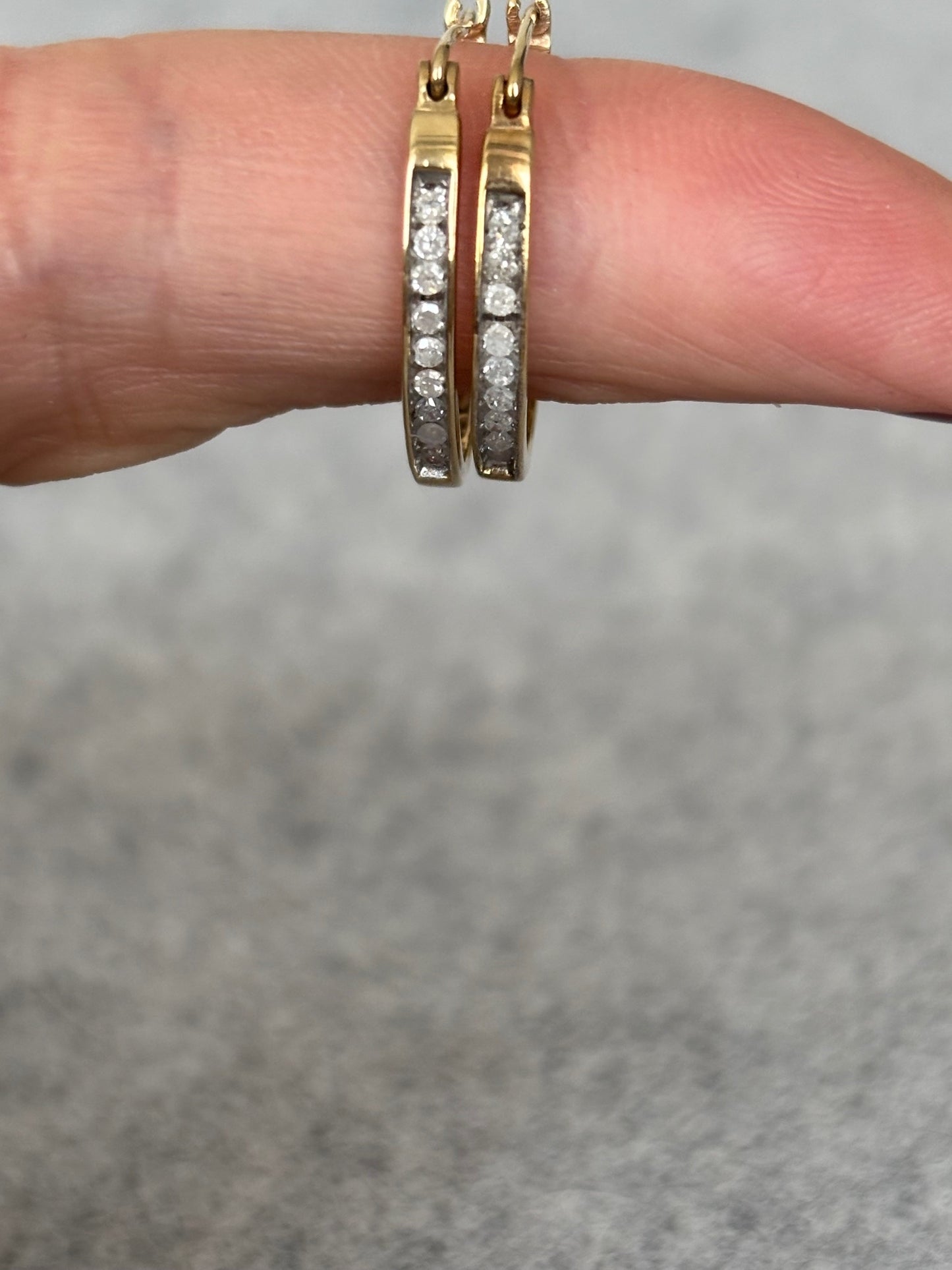 14k Gold and Diamond Hoop Earrings