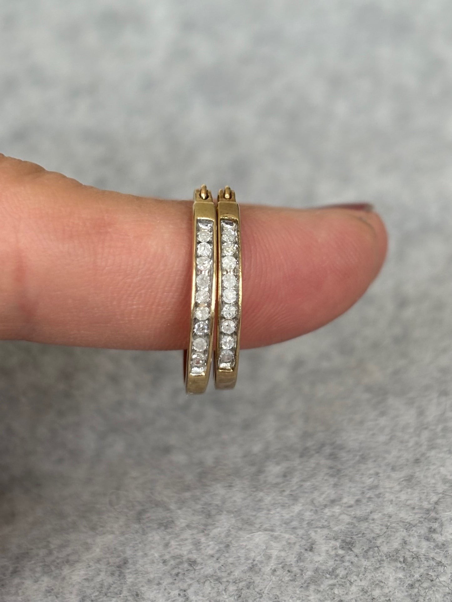 14k Gold and Diamond Hoop Earrings