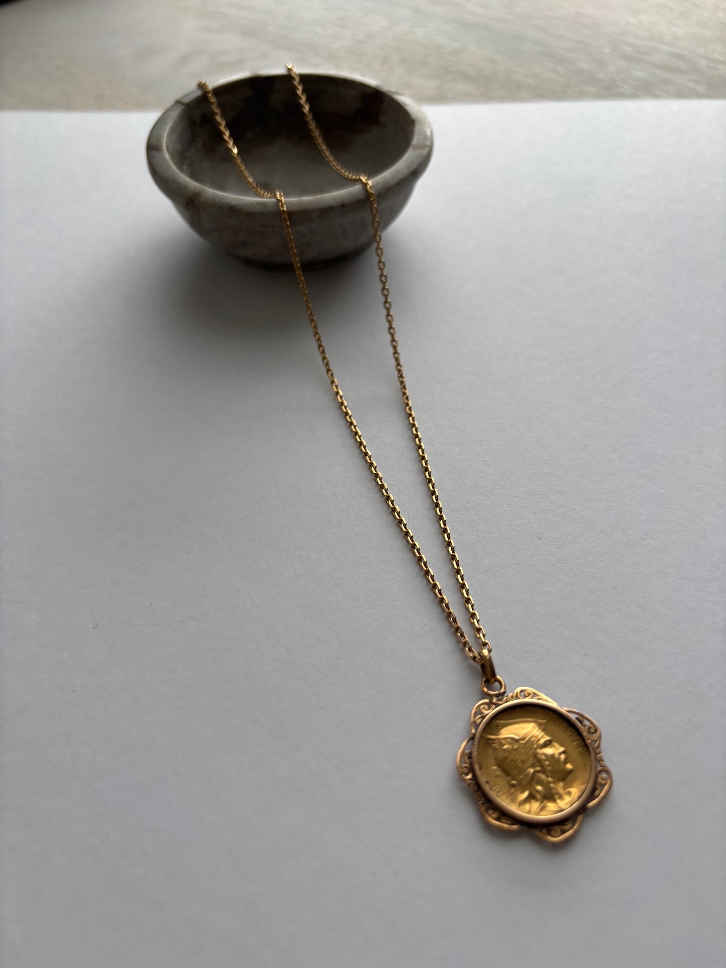 18k Gold Viking Coin Pendant on a Gorgeous 18k Gold Chain
