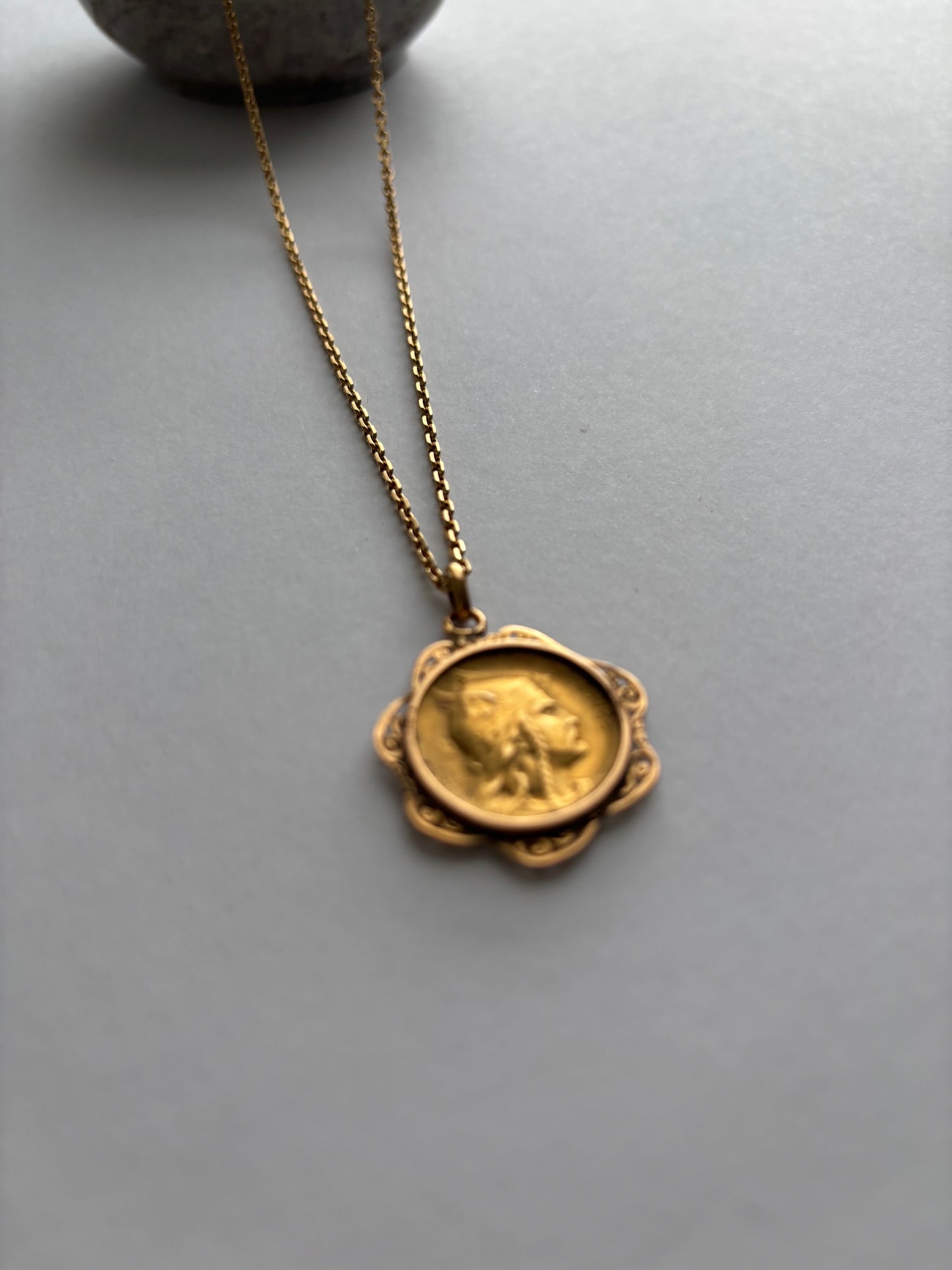 18k Gold Viking Coin Pendant on a Gorgeous 18k Gold Chain