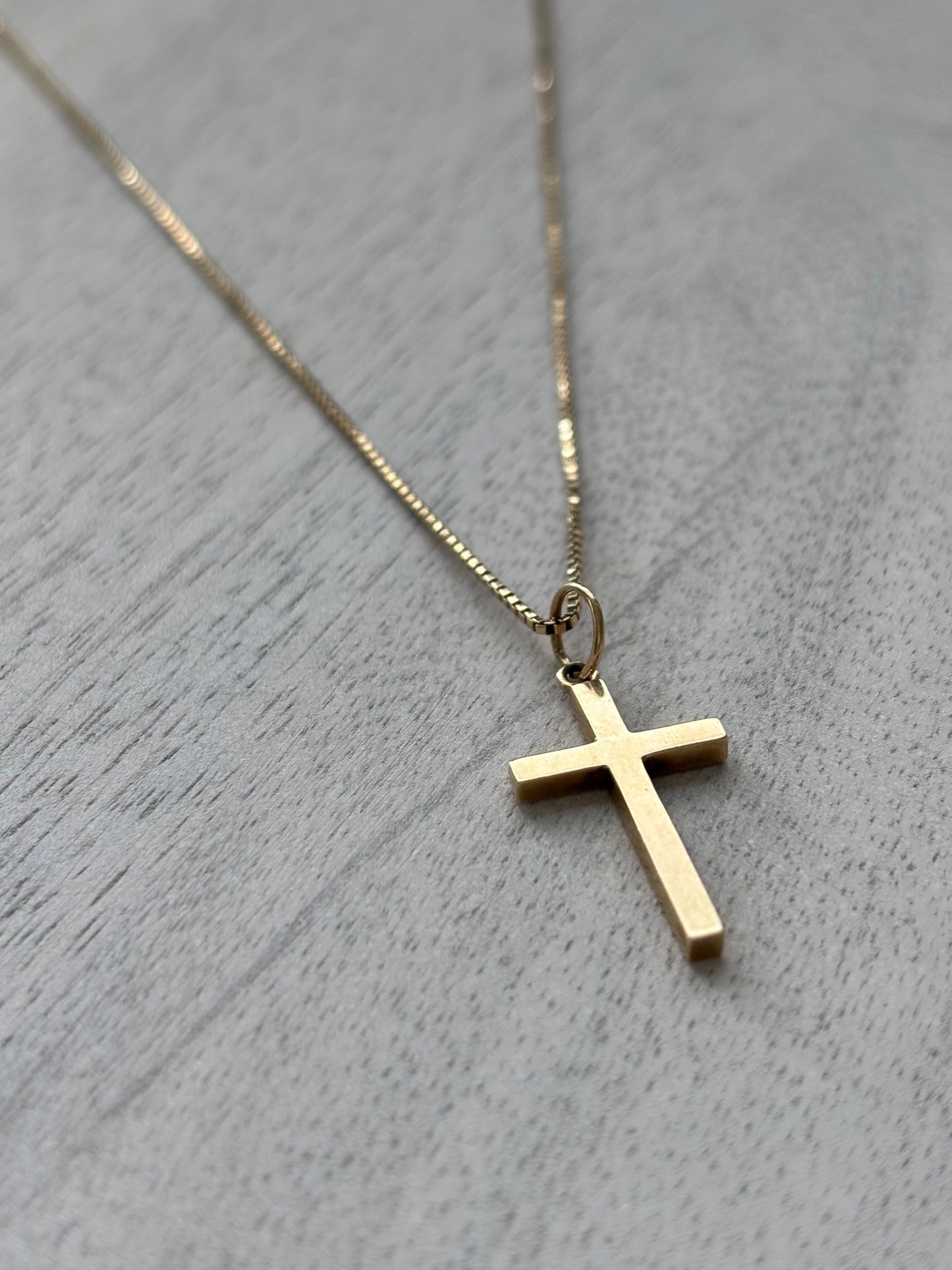 Vintage 9k Gold Cross Pendant on a 9k Gold Herringbone Chain