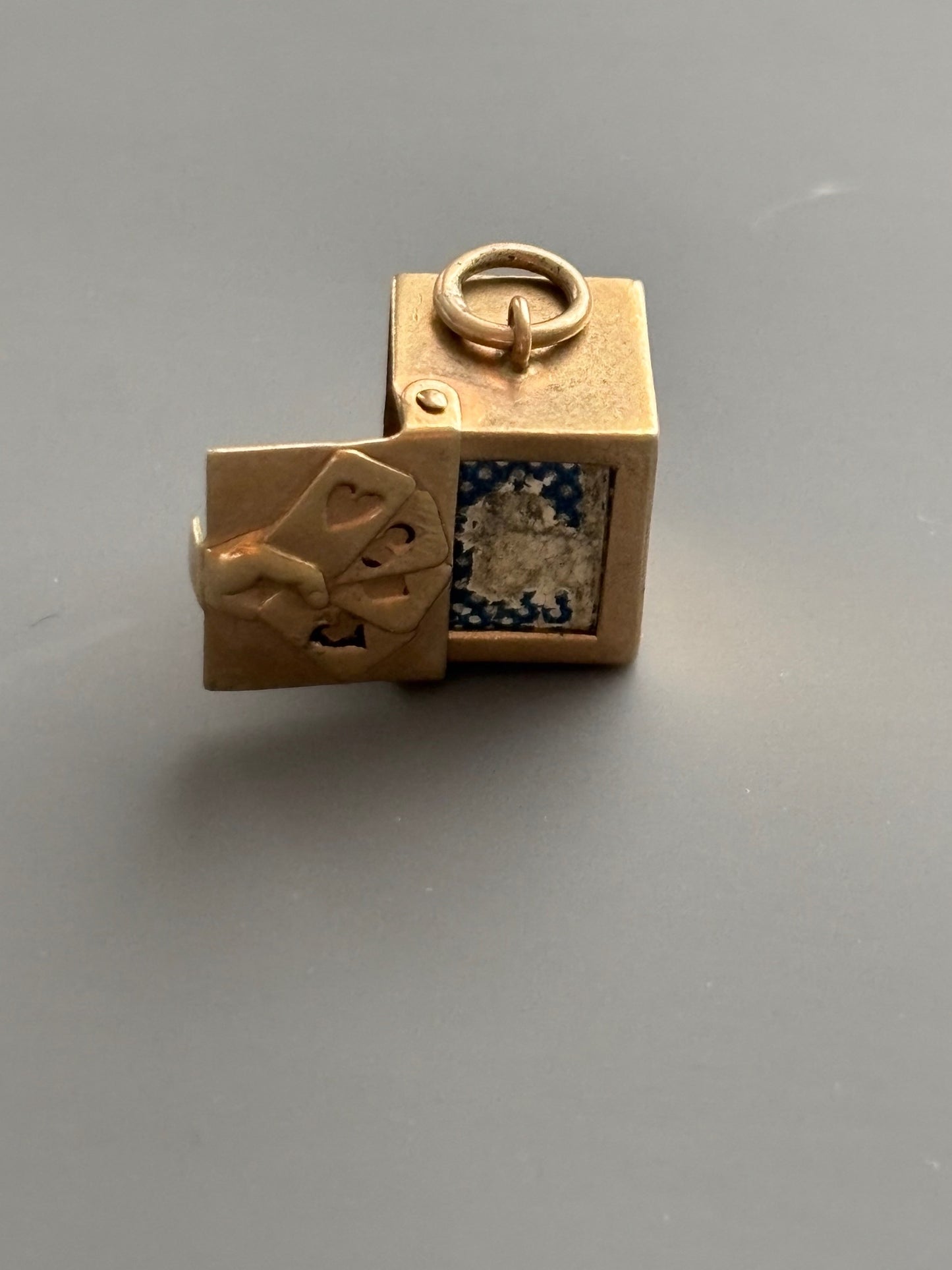 9k Gold Mini Charm / Pendant Box of Playing Cards Georg Jensen