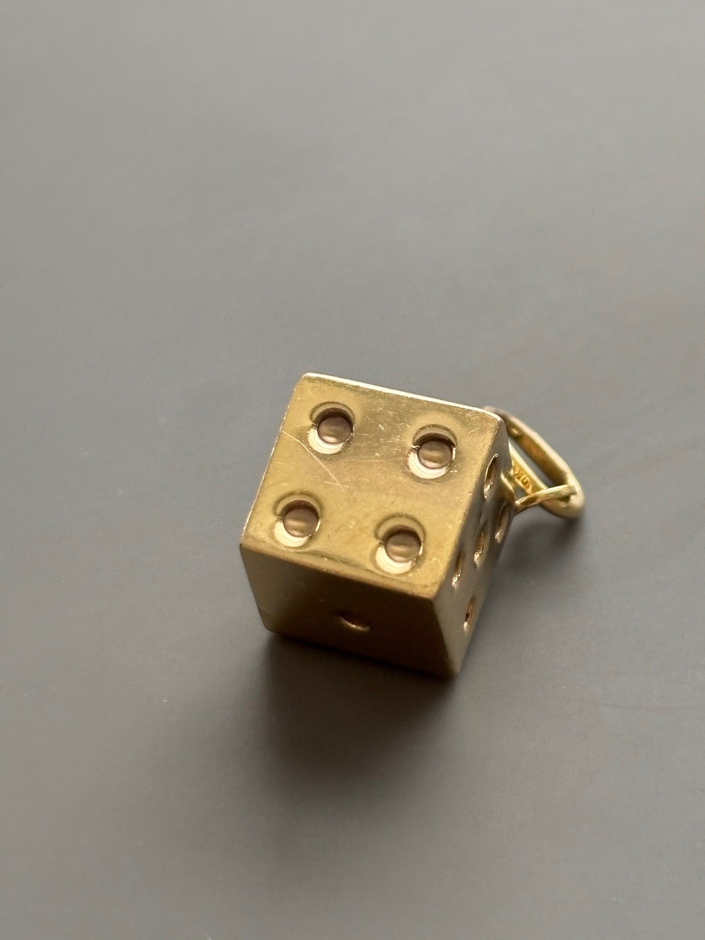 Vintage Italian 9k Gold Lucky Dice Charm / Pendant