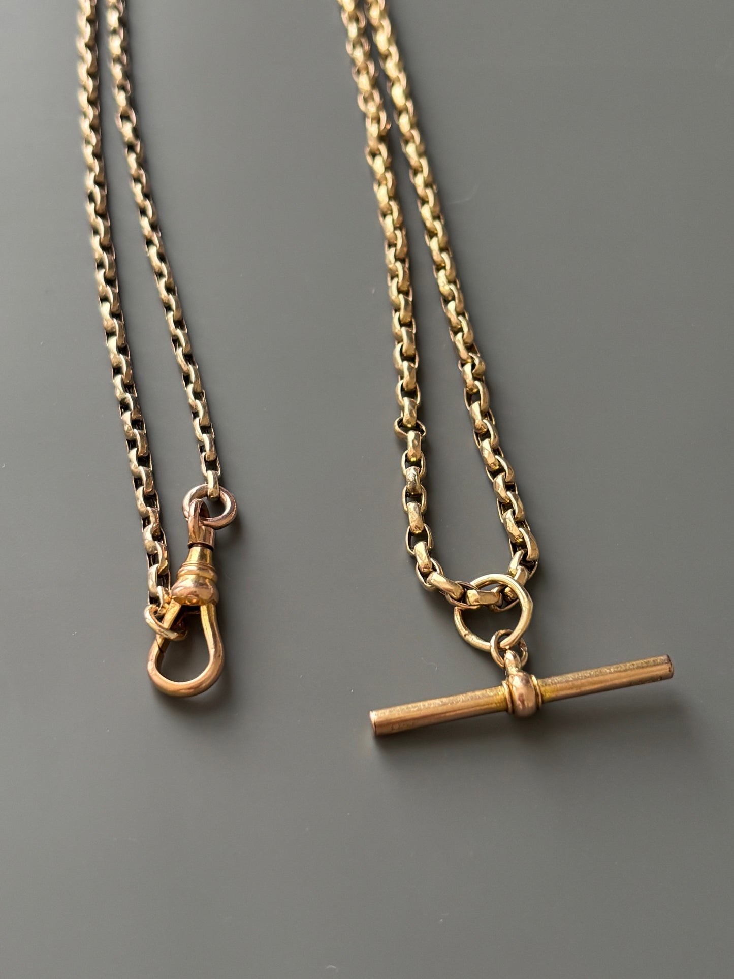 9k Gold Long Vintage Chain w/ Removable T-Bar