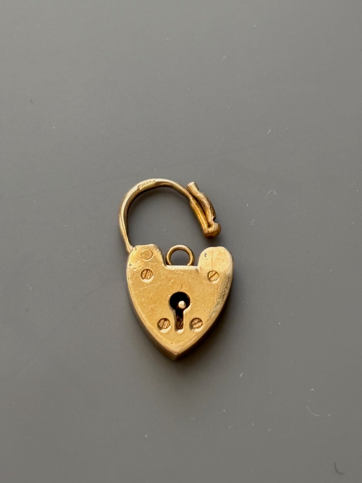 Vintage 9k Gold Heart Lock / Padlock Charm Pendant
