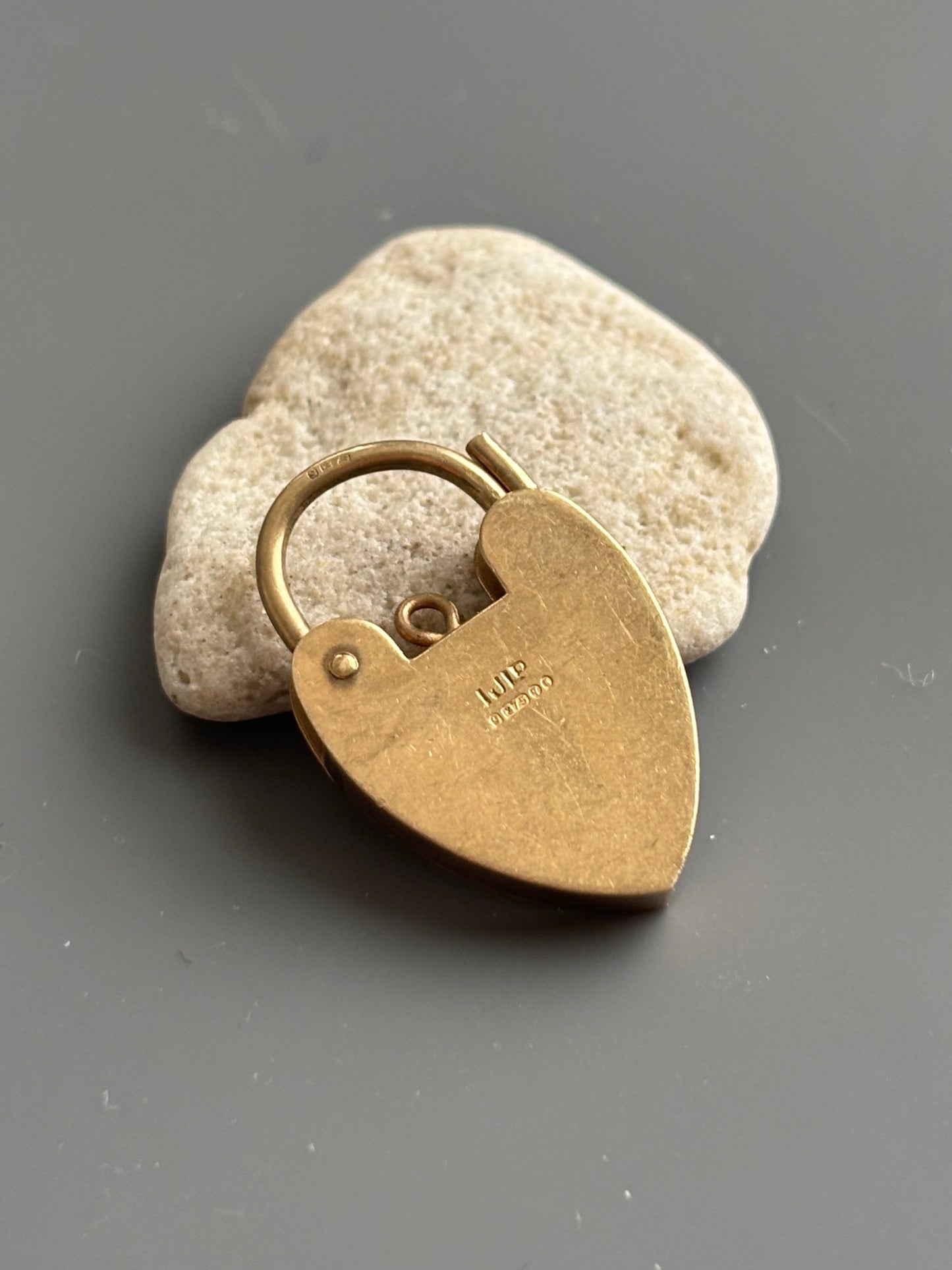 Vintage 9k Gold Large Heart Lock Charm / Pendant