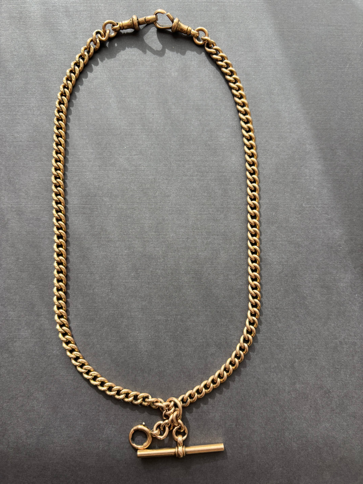 Vintage 9k Gold Antique Curb Watch Chain Necklace