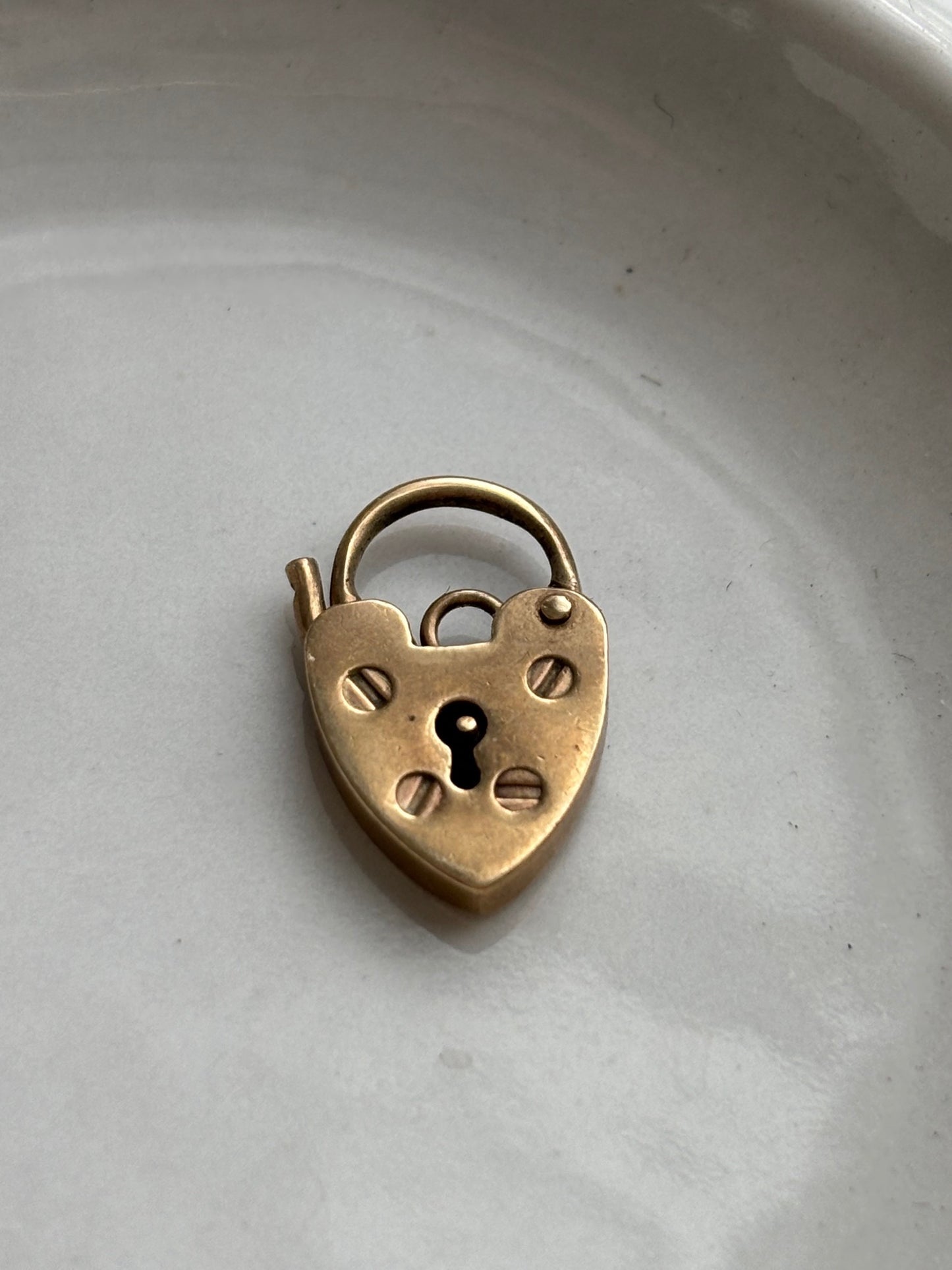 9k Gold Heart Padlock Carabiner Charm Pendant