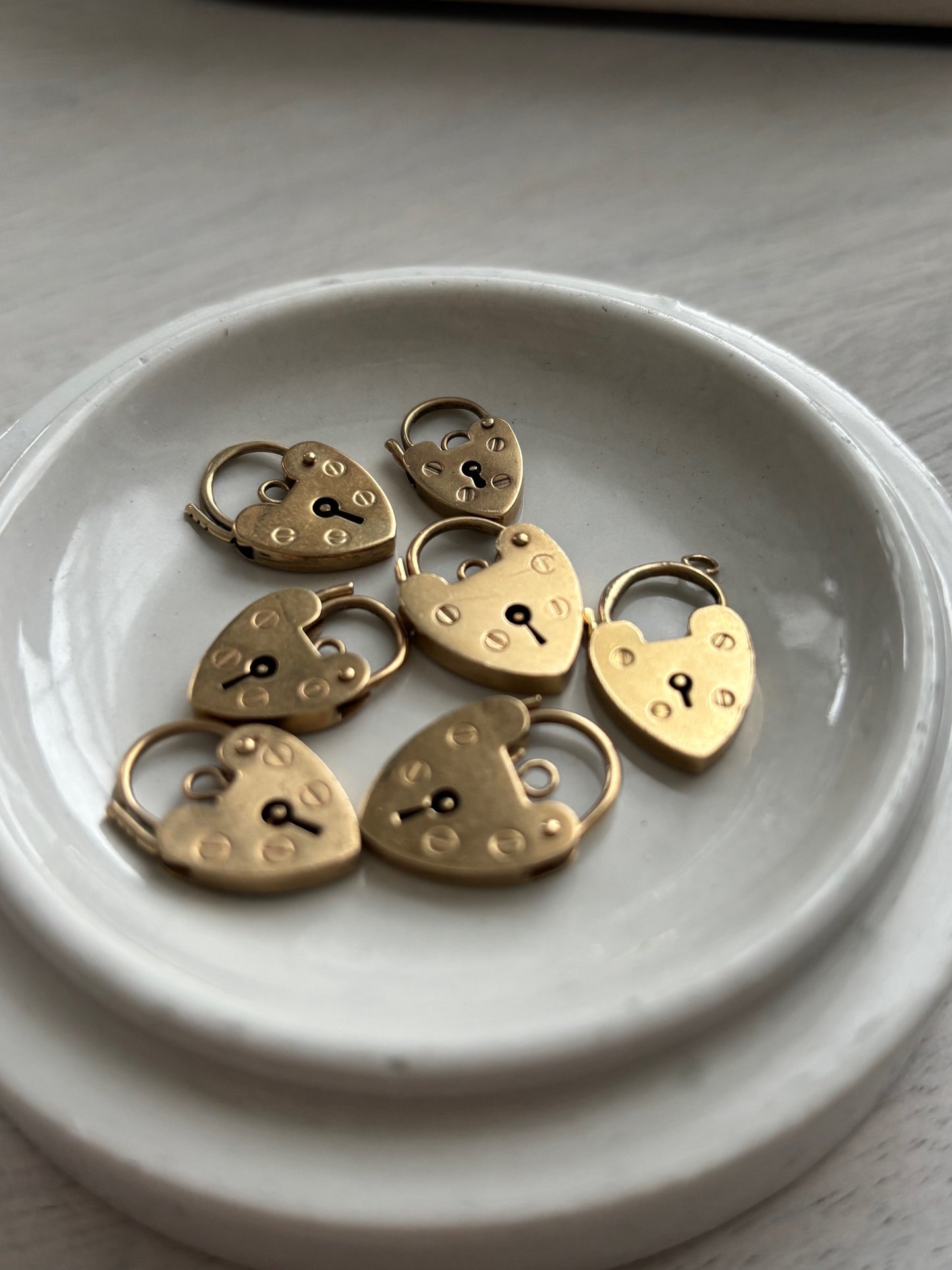 9k Gold Heart Padlock Carabiner Charm Pendant