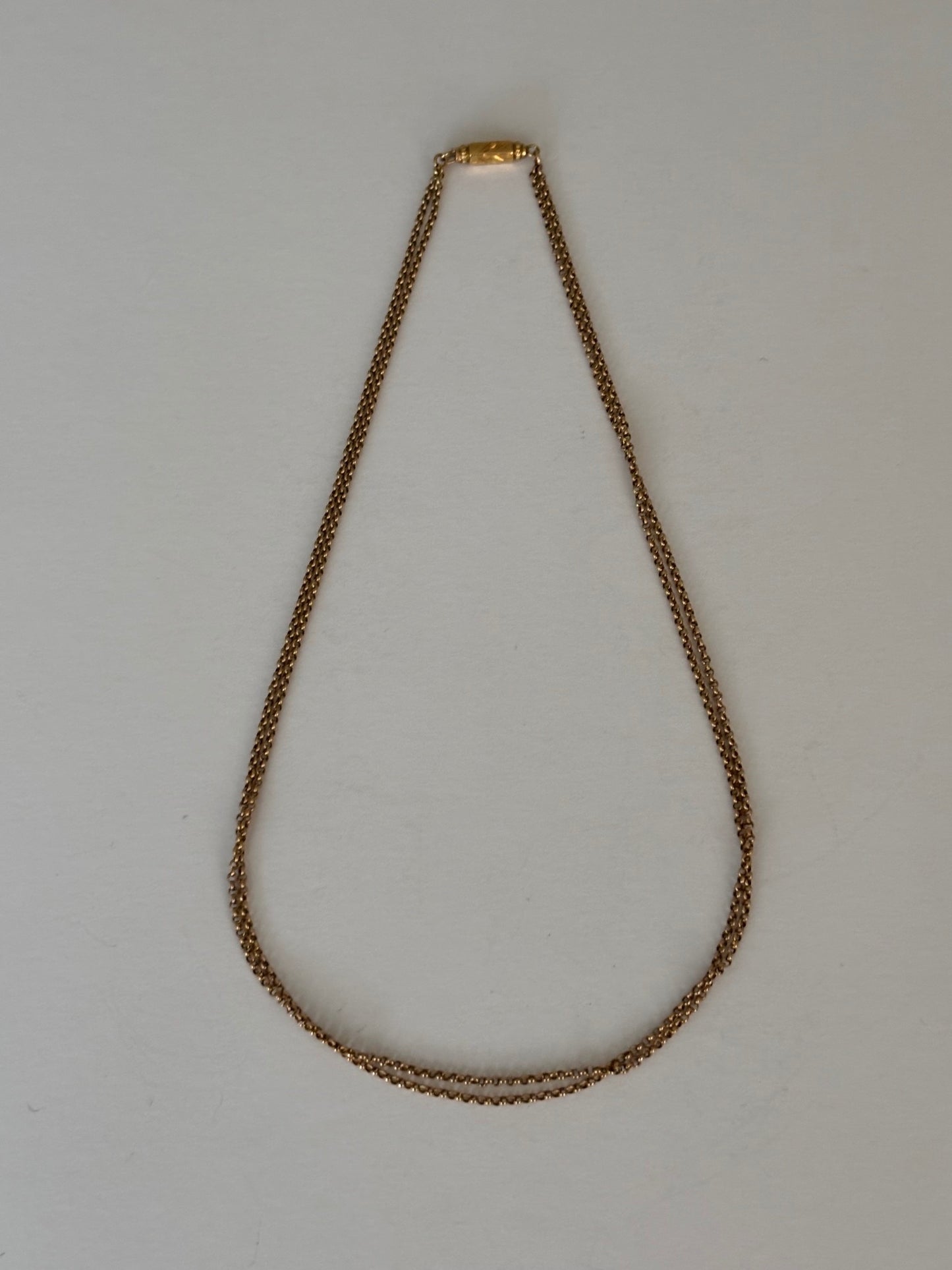 Antique French 18k Gold Double Layer Chain Necklace