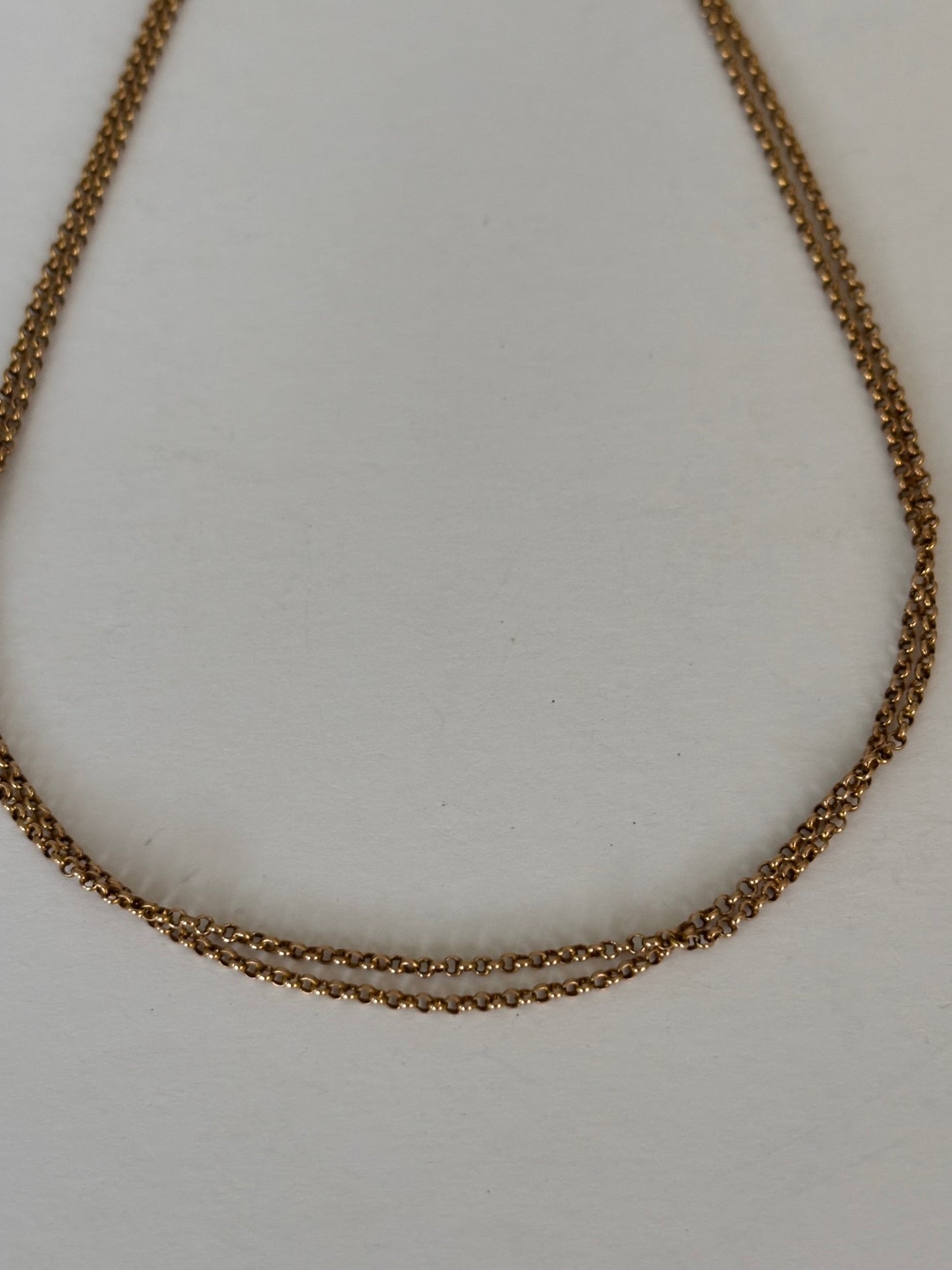 Antique French 18k Gold Double Layer Chain Necklace