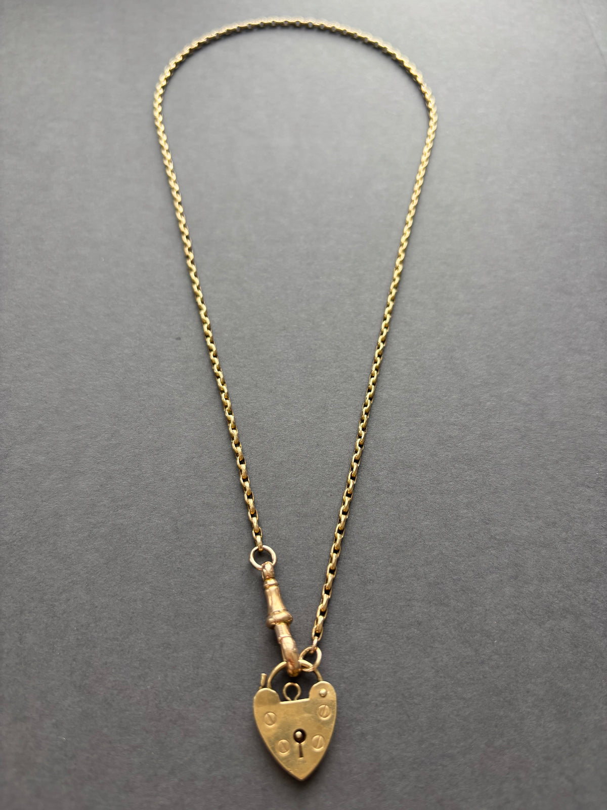 Antique 9k Gold Guard Chain with Heart Lock