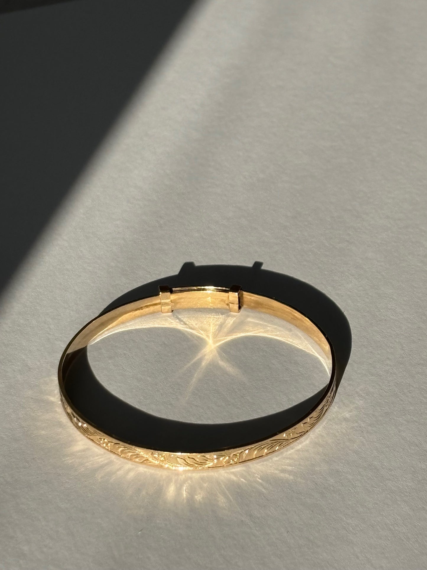 Vintage 9k Gold Engraved Bangle / Bracelet