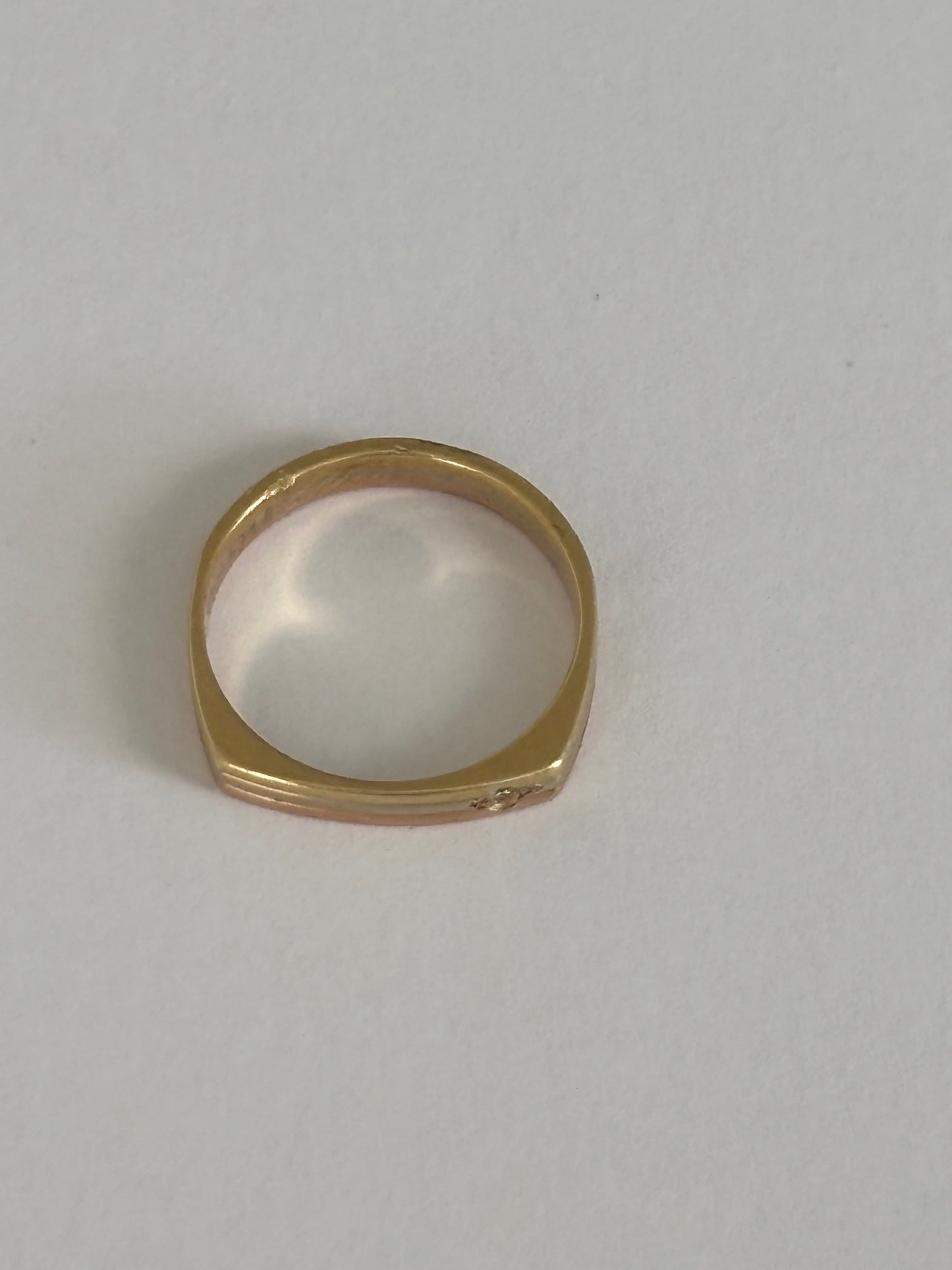 French 18k Tri Colour Square Band Diamond Ring