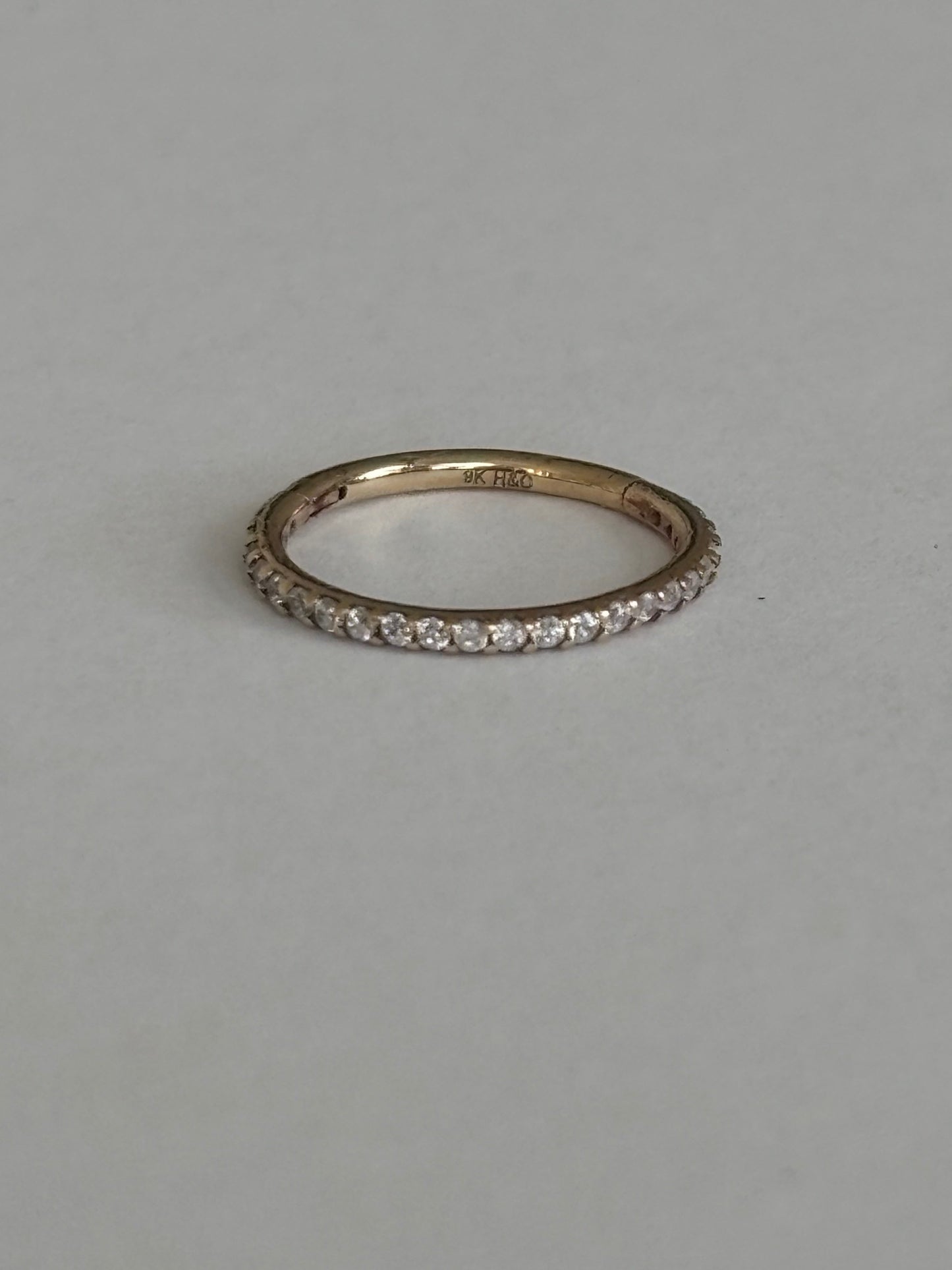 9k Gold and Diamond Huggie Hoop Earring