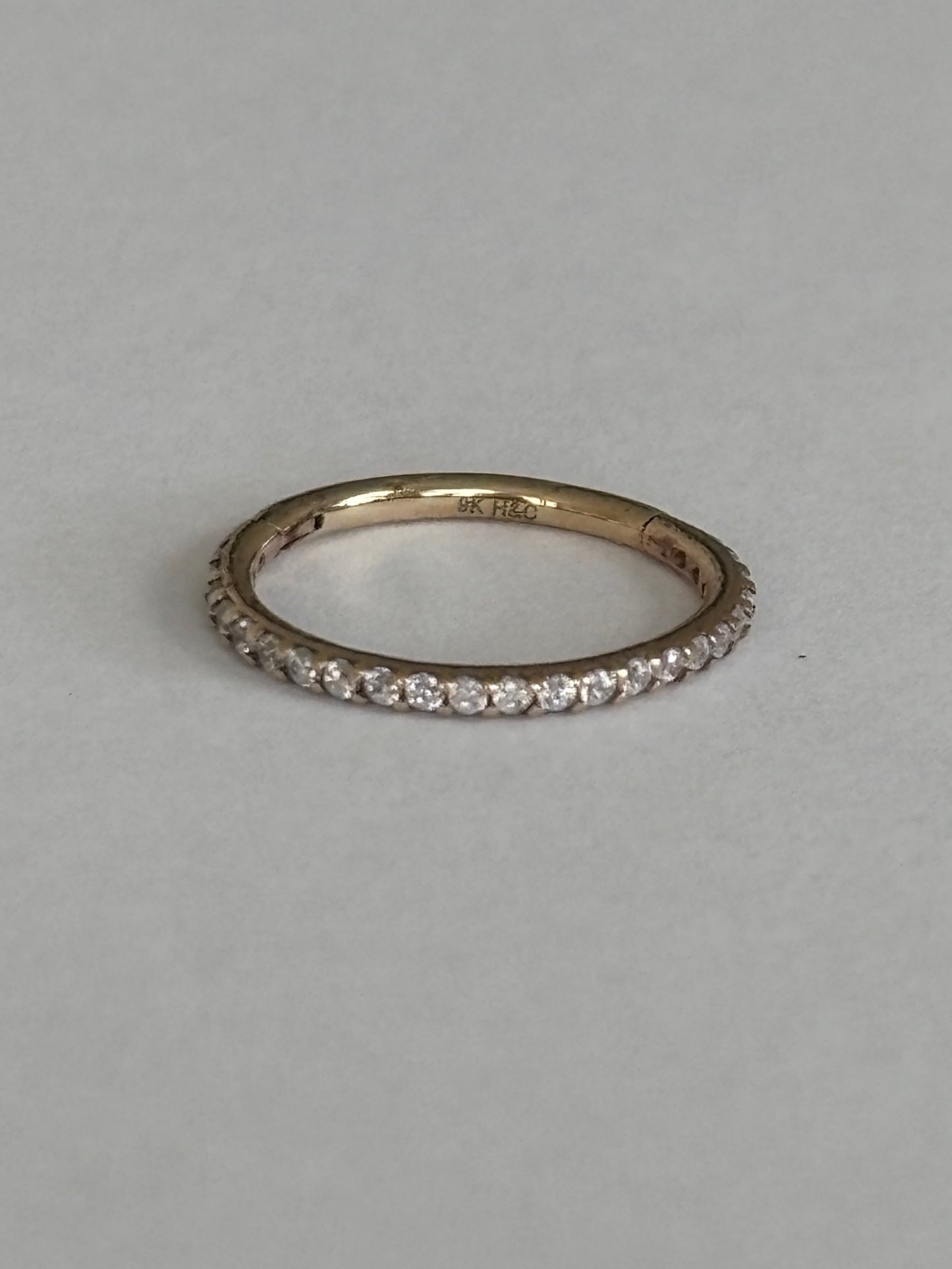 9k Gold and Diamond Huggie Hoop Earring