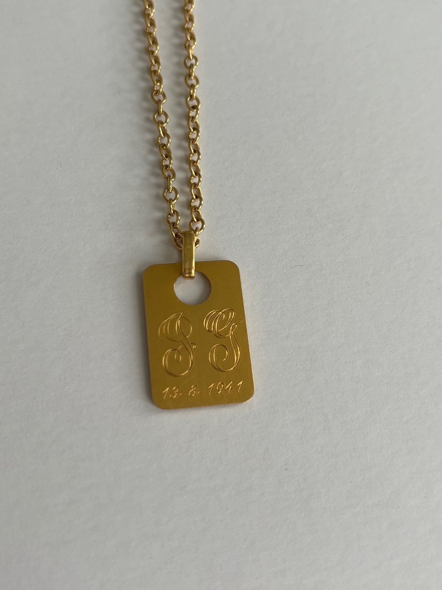Vintage 1940's French 18k Gold A Augis Pendant and Chain w Ruby and Diamond