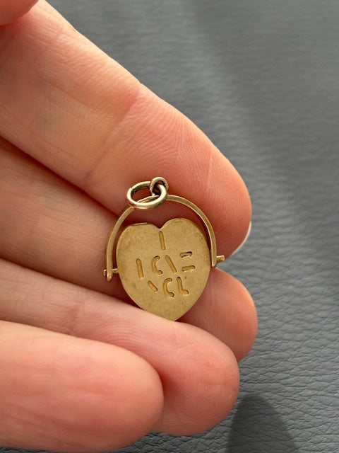 Vintage Heart I Love You Spinner Charm Pendant