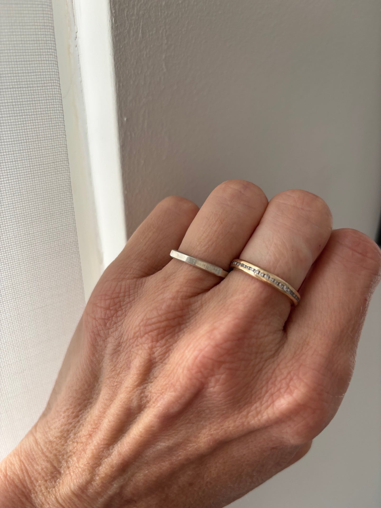 18k White Gold French Assay Marks Square Ring
