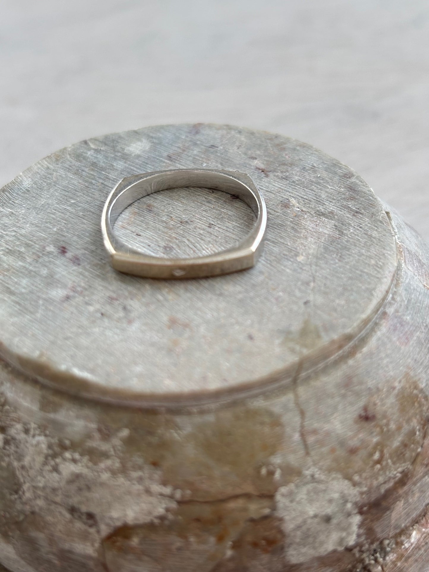18k White Gold French Assay Marks Square Ring