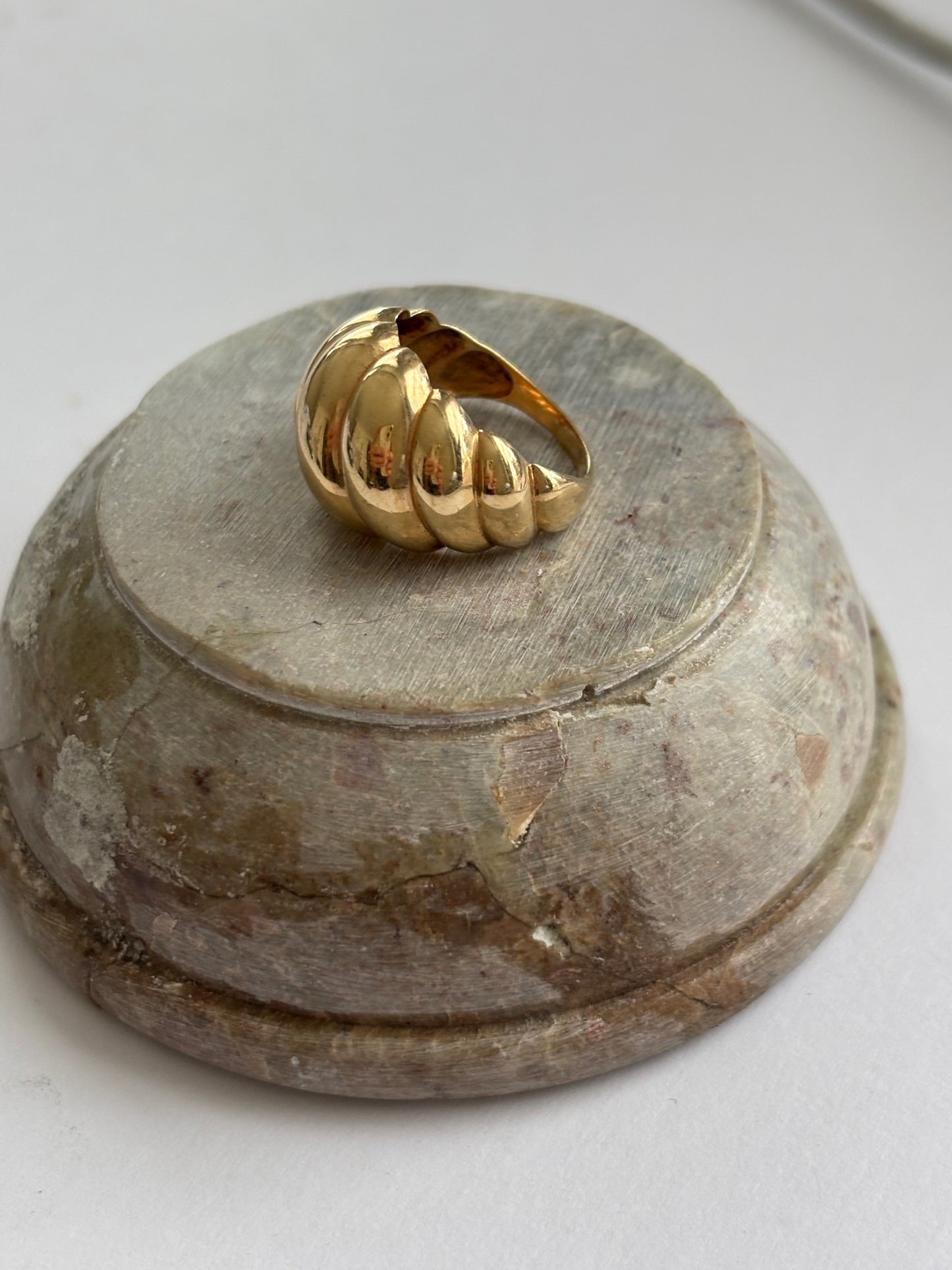 14k Gold Croissant Bombe Ring
