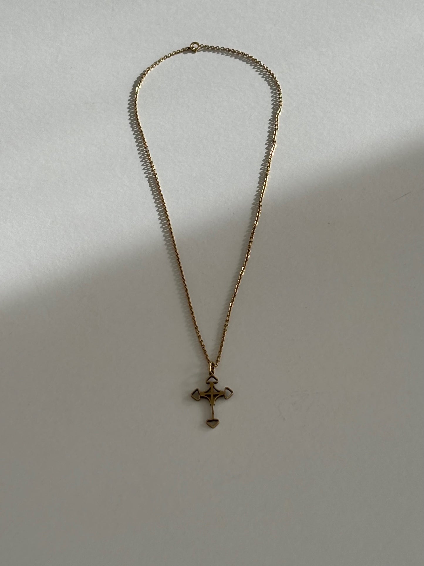 Vintage 9k Gold Ornate Cross Necklace