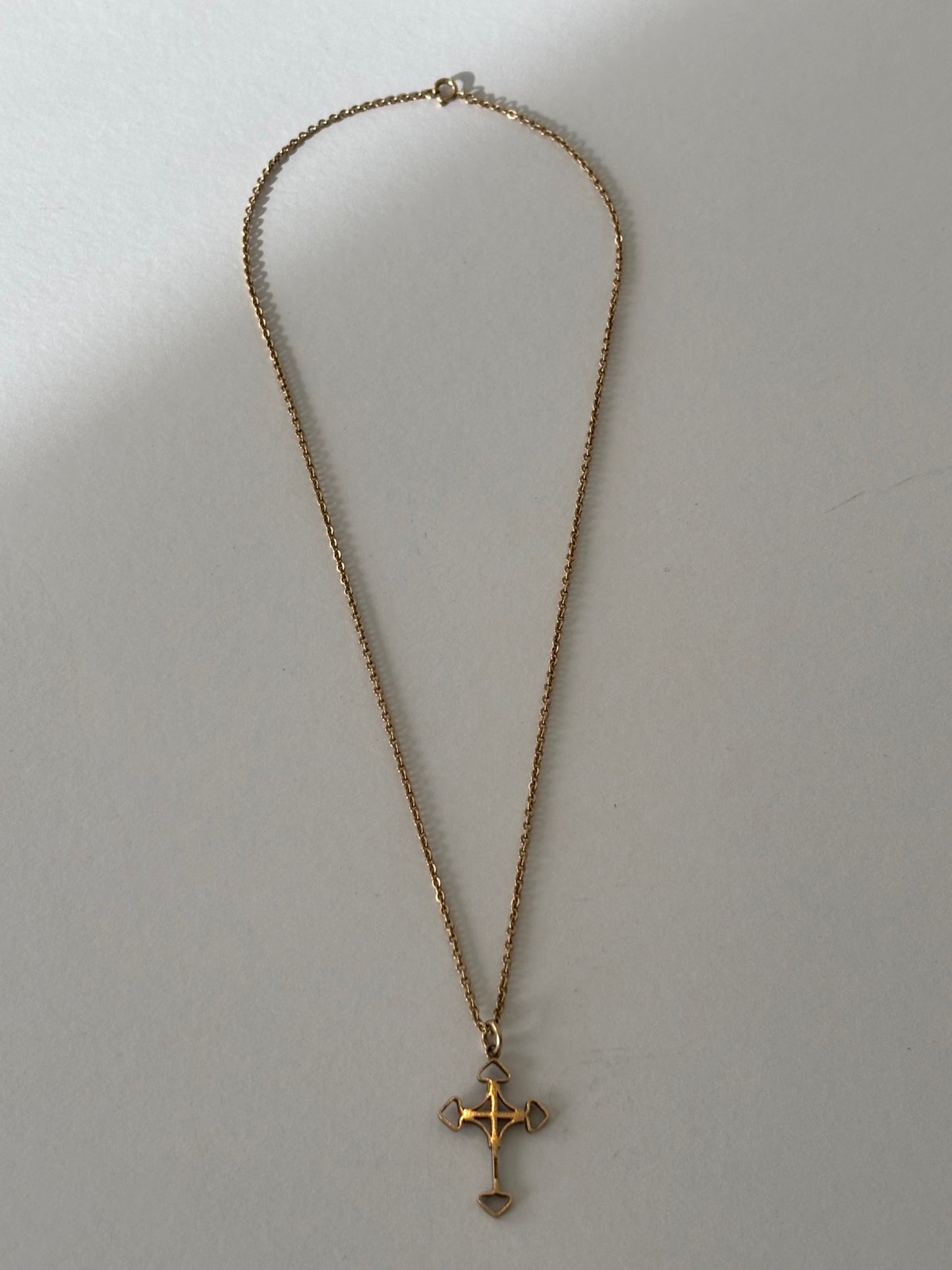 Vintage 9k Gold Ornate Cross Necklace