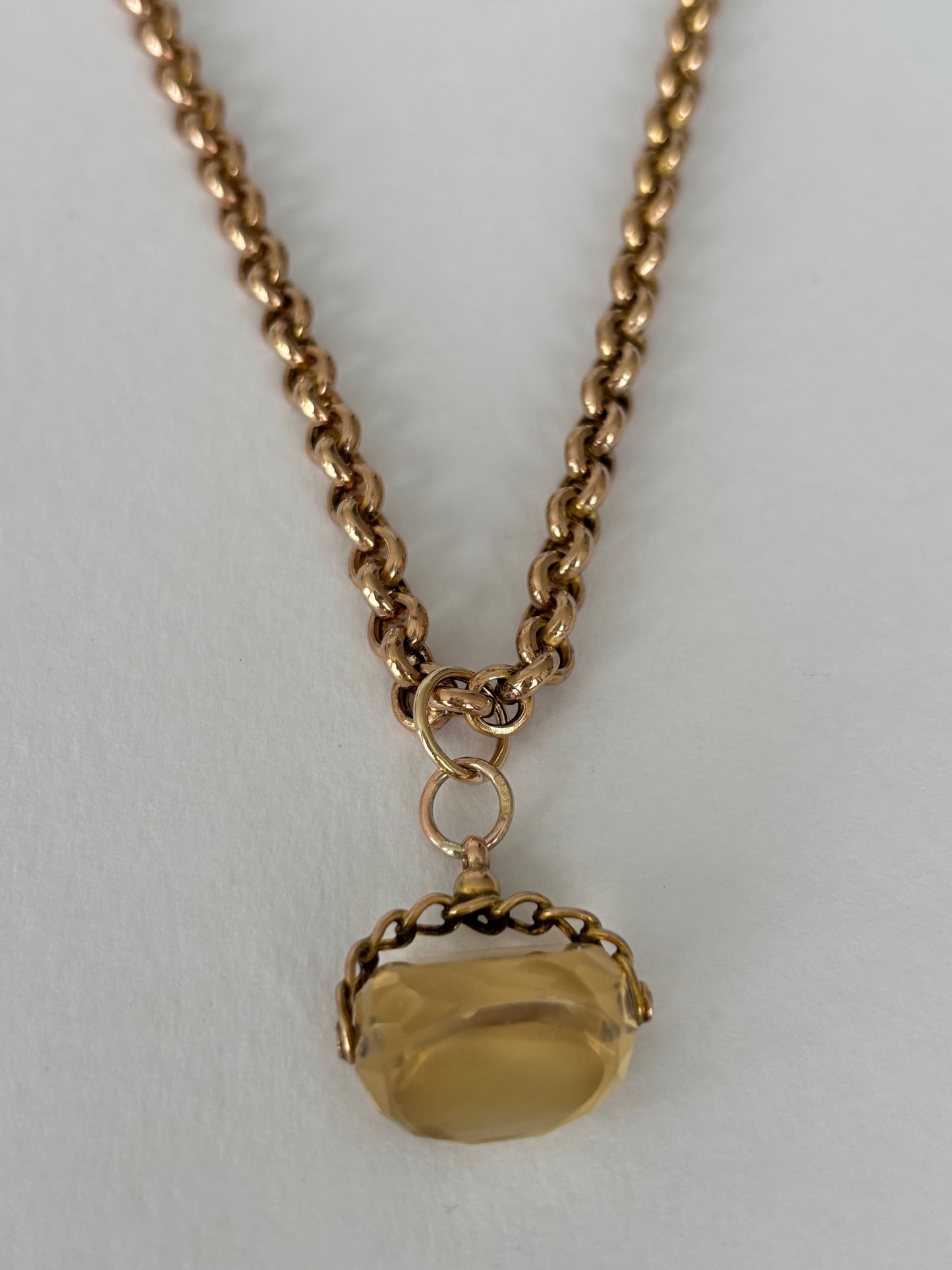 Vintage 9k Gold Chain and Citrine Spinner