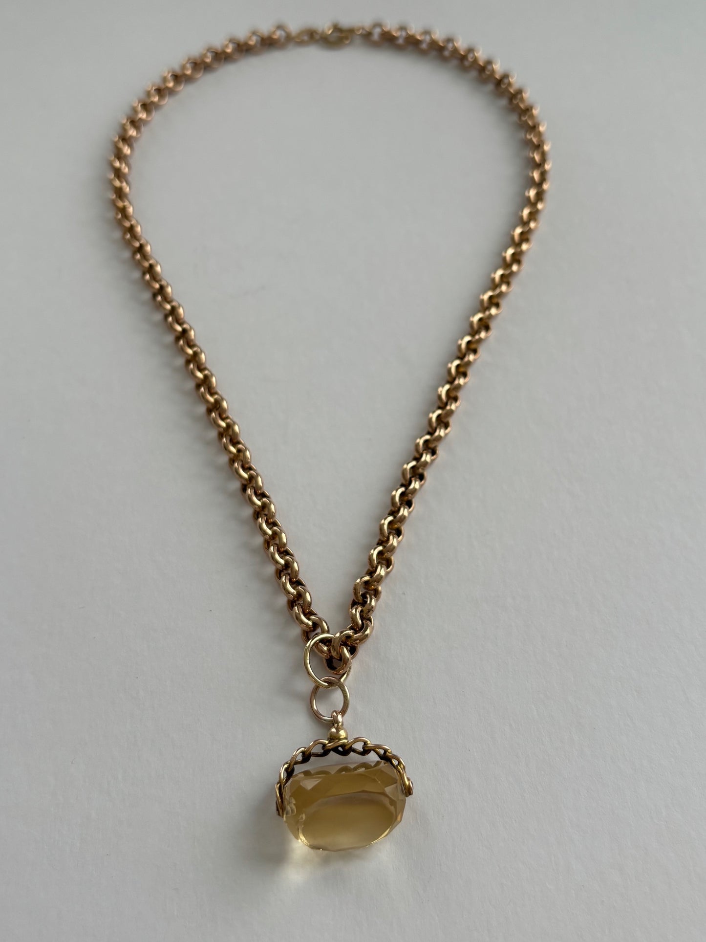 Vintage 9k Gold Chain and Citrine Spinner