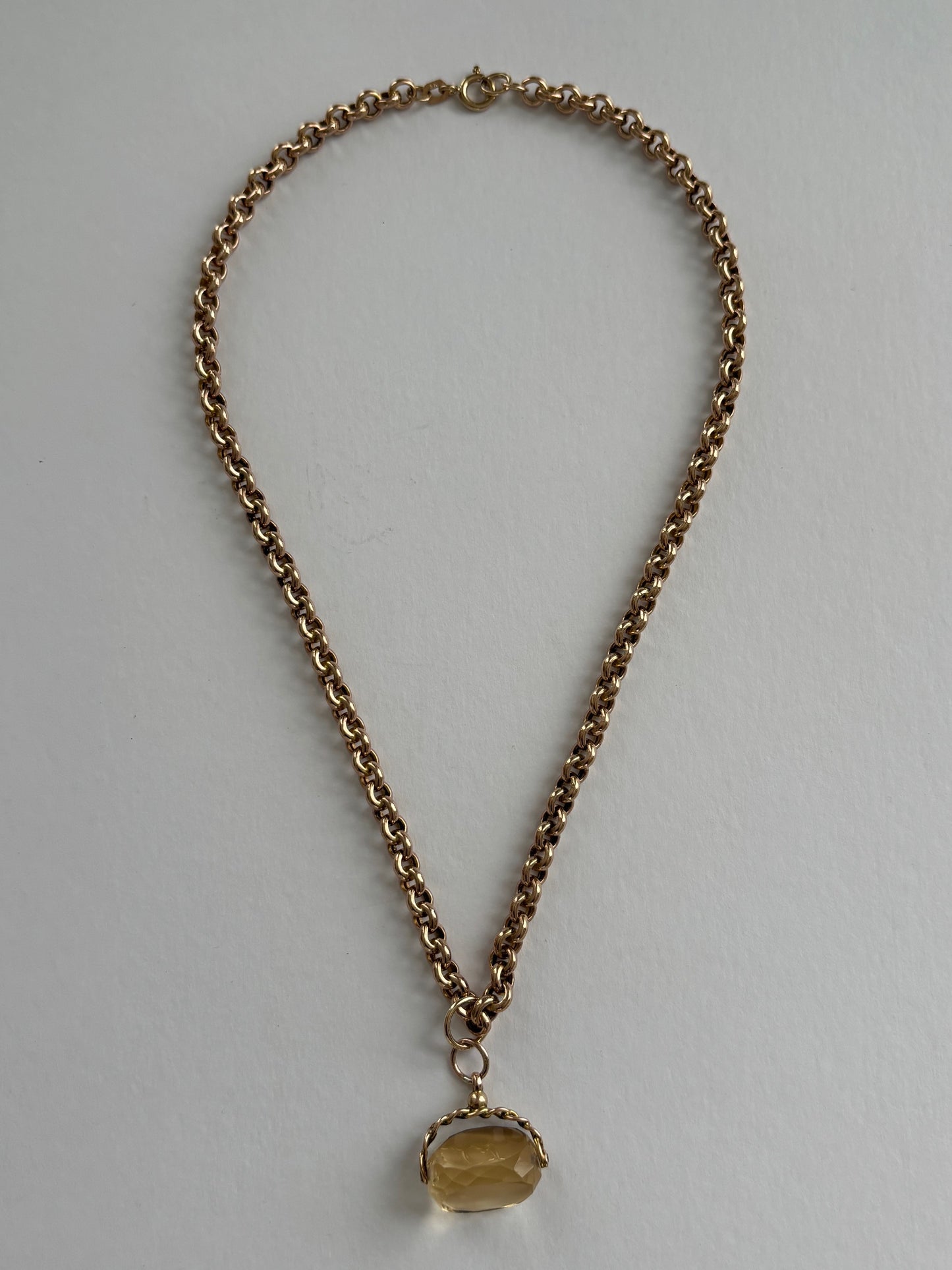 Vintage 9k Gold Chain and Citrine Spinner