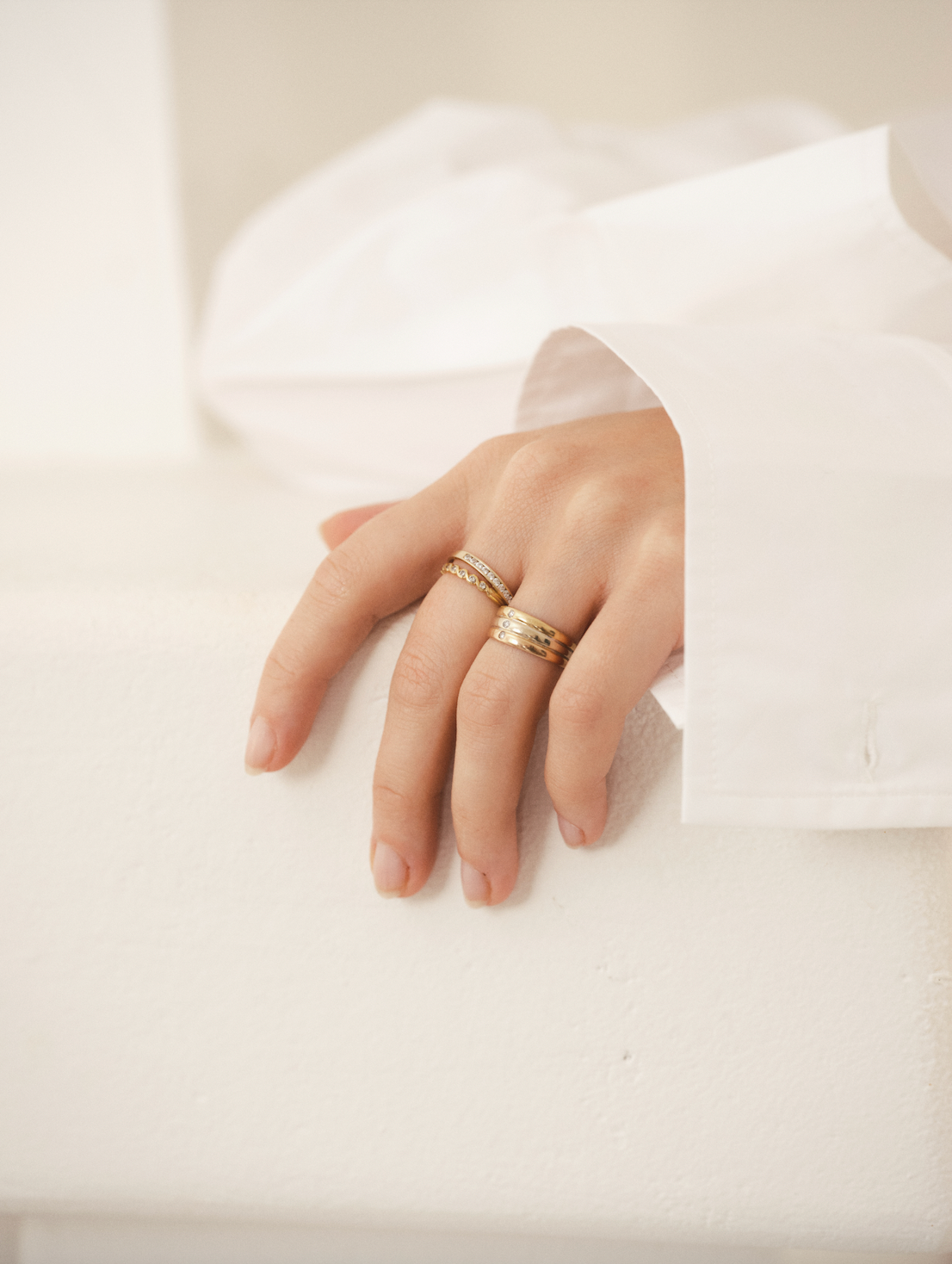 Dainty French 18k Gold and Diamond Infinity Band