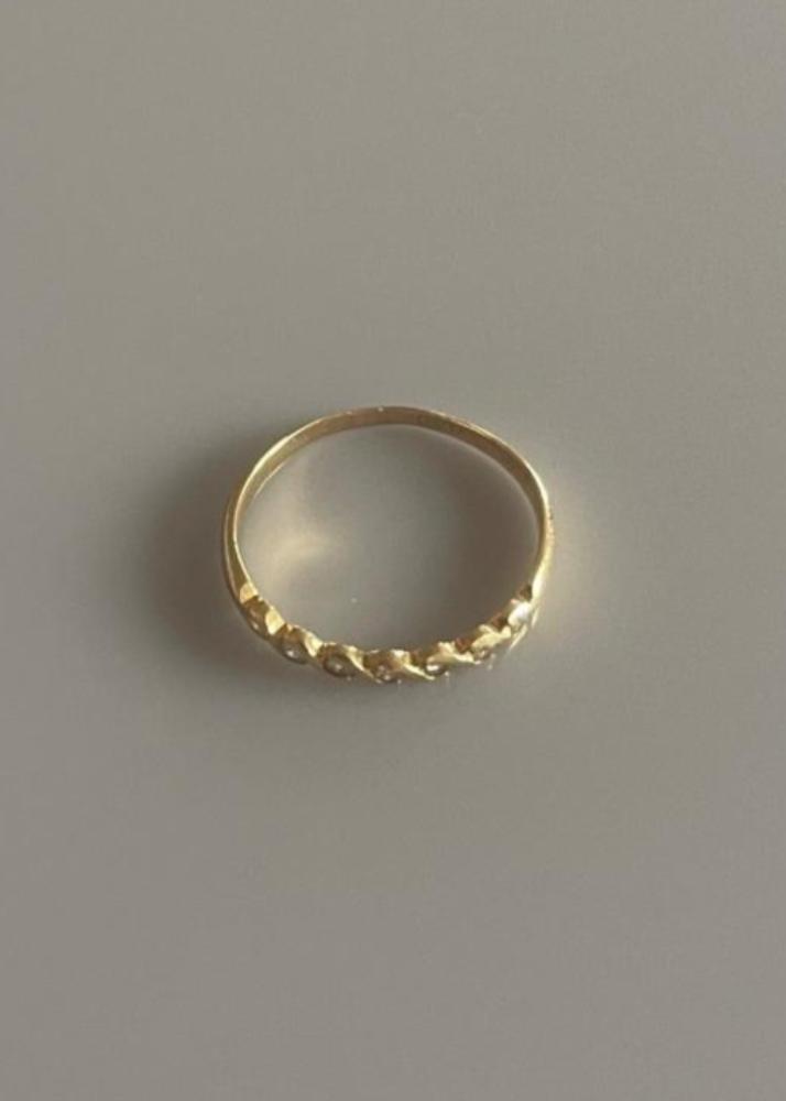 Dainty French 18k Gold and Diamond Infinity Band