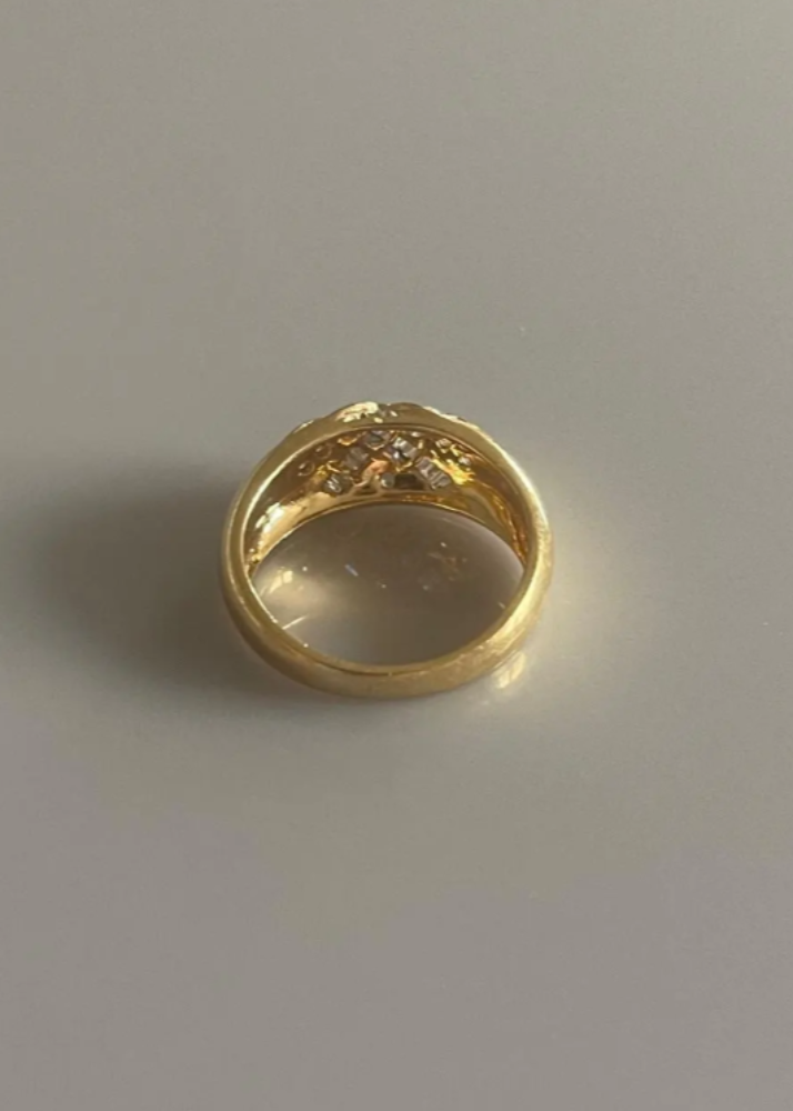 English 18k Gold and Diamond (.25ct ) Bombe Ring