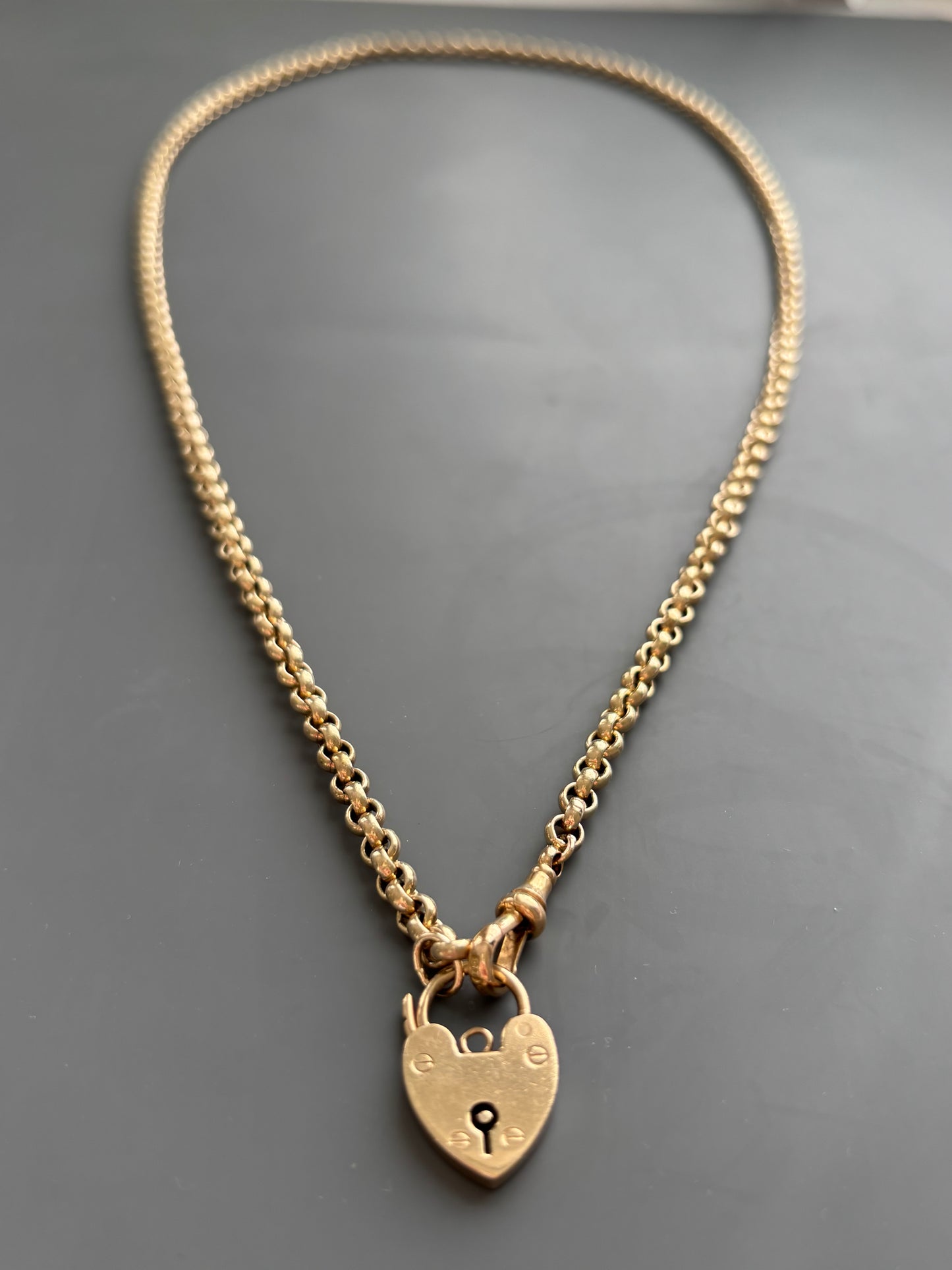 Antique 9k Gold Rolo / Belcher Chain w/ Dog Clip Closure