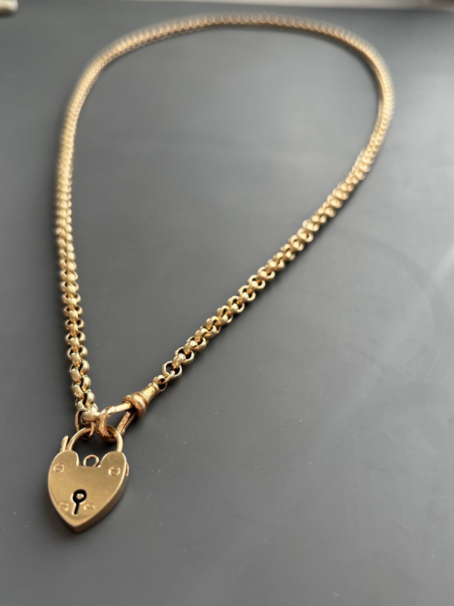 Antique 9k Gold Rolo / Belcher Chain w/ Dog Clip Closure