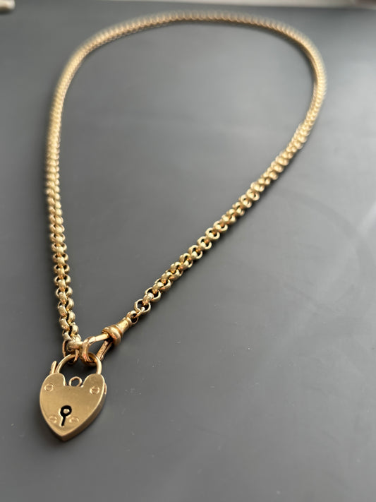 Antique 9k Gold Rolo / Belcher Chain w/ Dog Clip Closure