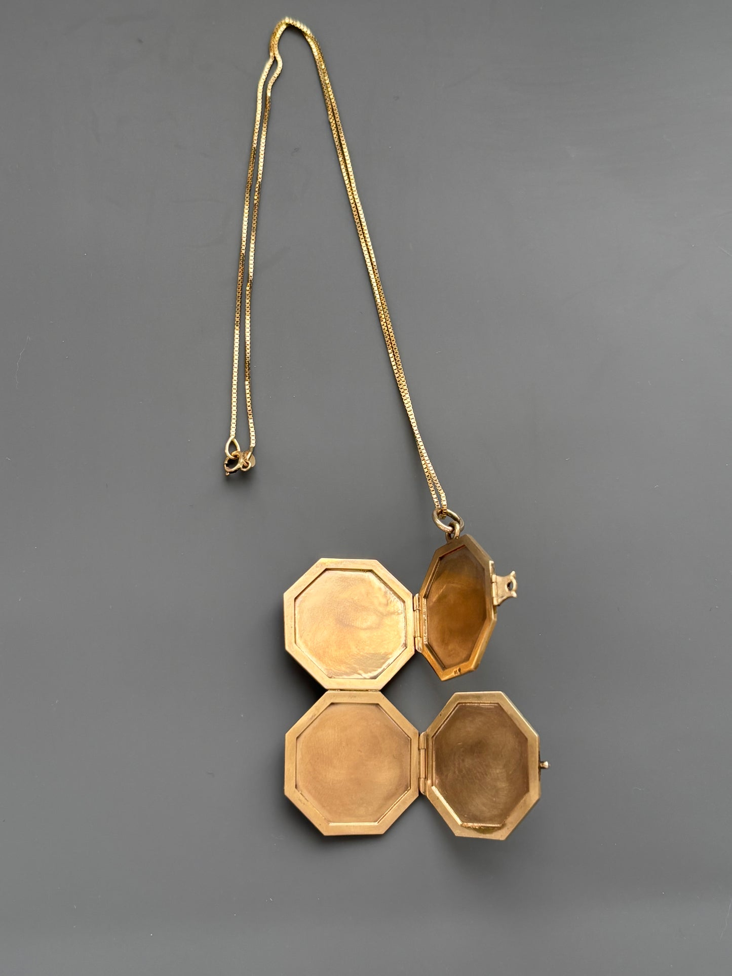 14k Mini Curb Chain and 4 way folding Pendant Locket